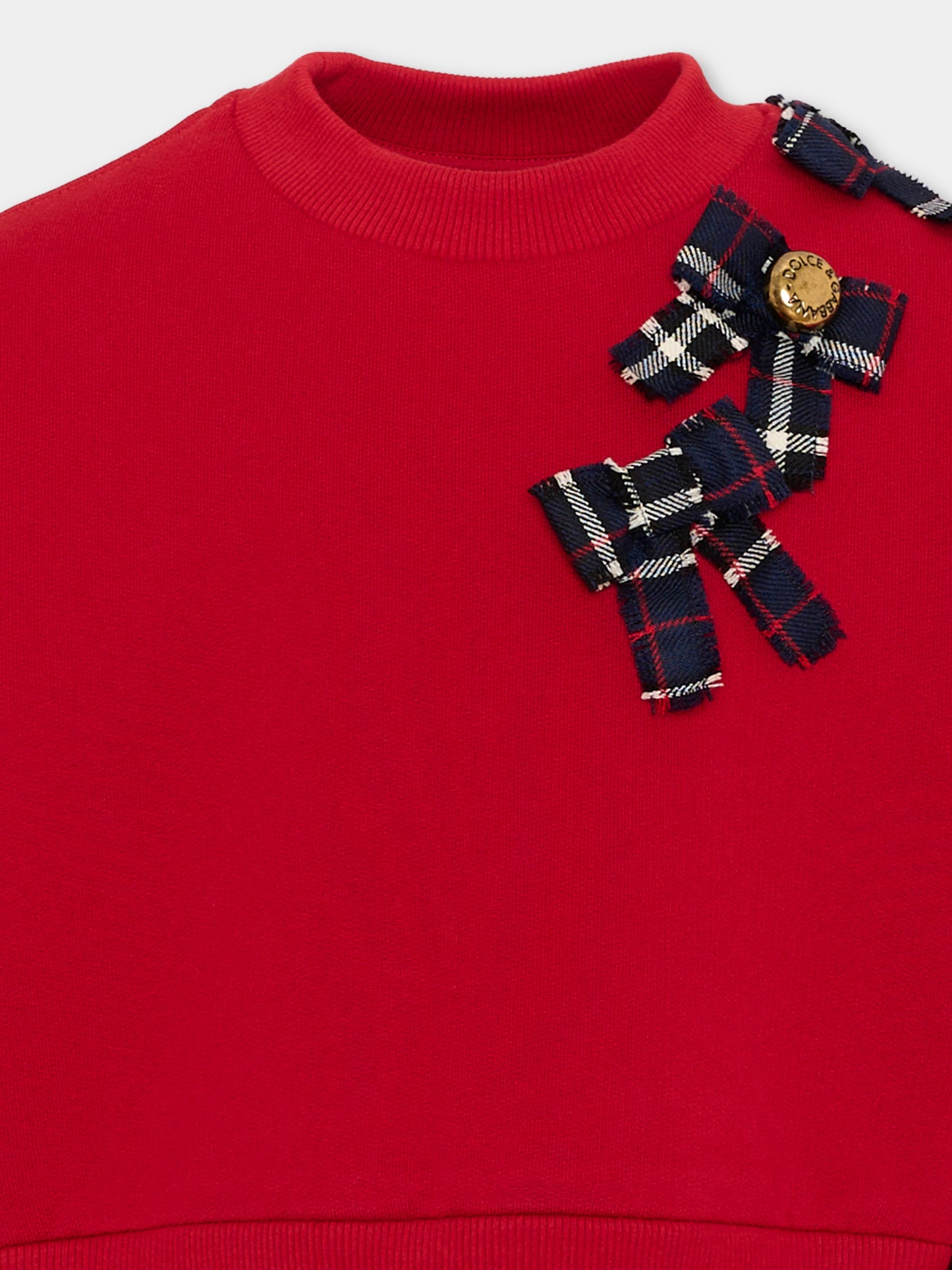 Felpa rossa per bambina con fiocchi,Dolce & Gabbana Kids,L5JWBS G7P6W R2254