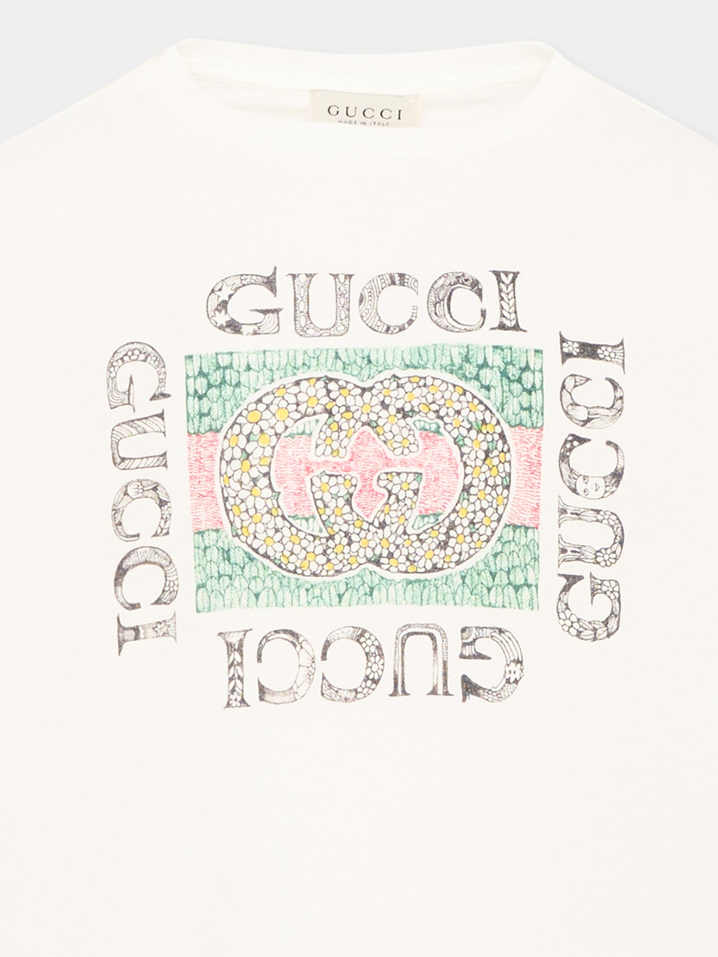 T-shirt a manica lunga avorio per bambina logo