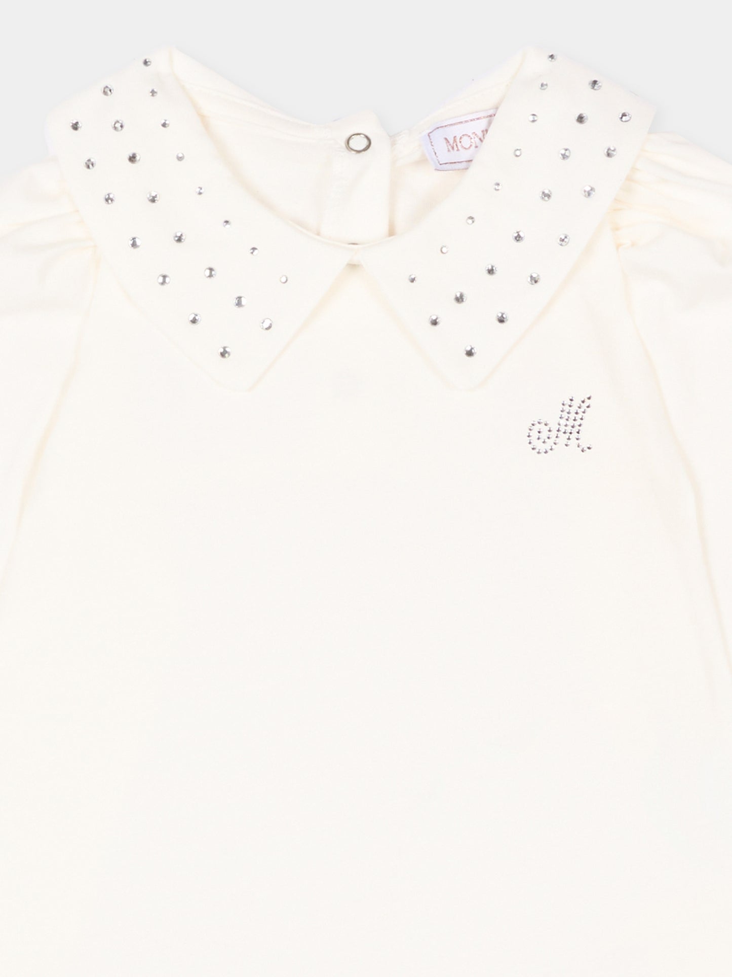 Body avorio per neonata con strass,Monnalisa,37H300 8002 0001