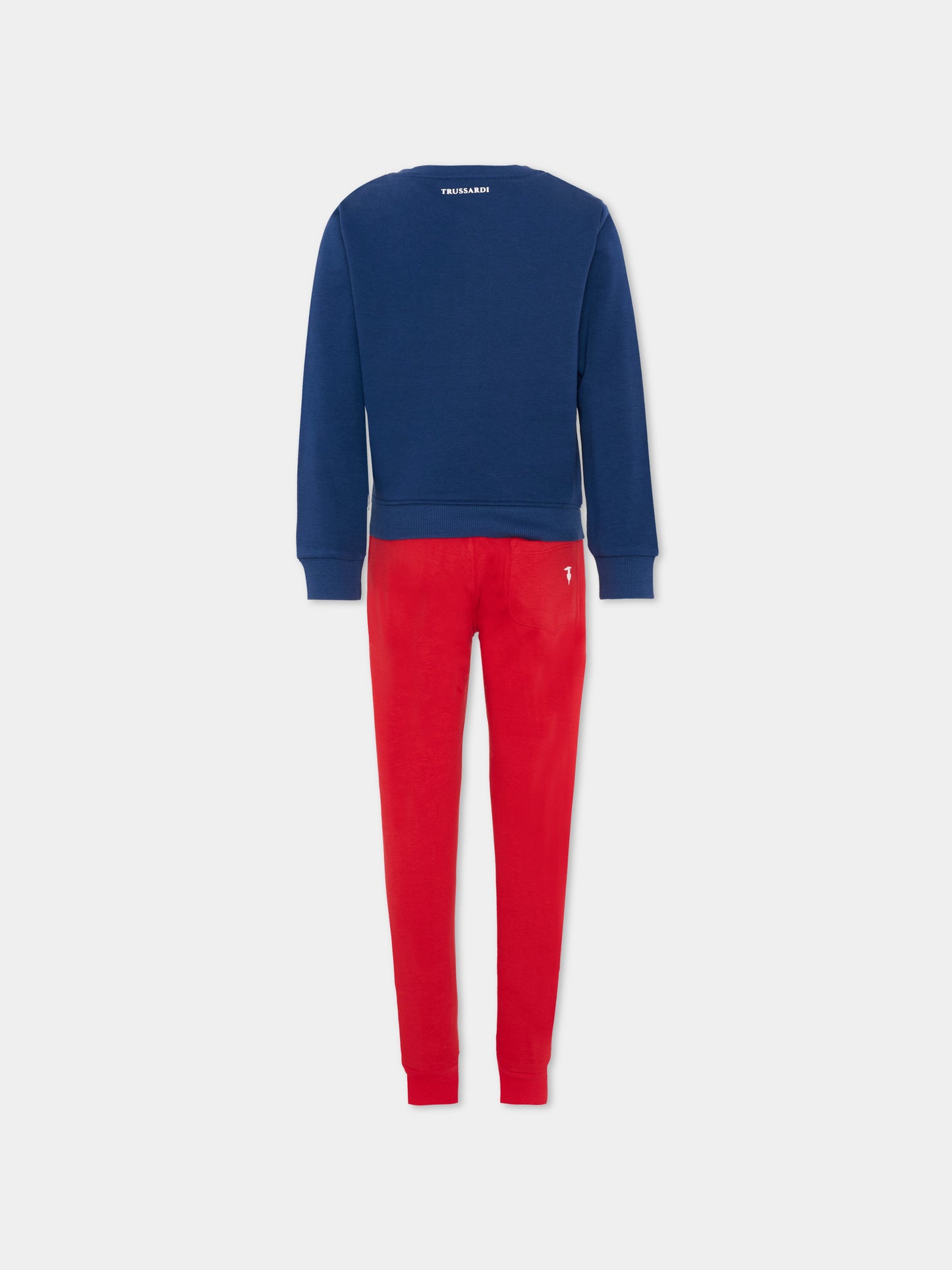 Completo sportivo multicolor per bambino con levriero,Trussardi Junior,TIP26001CF BLUE ESTATE RED LYCHEES