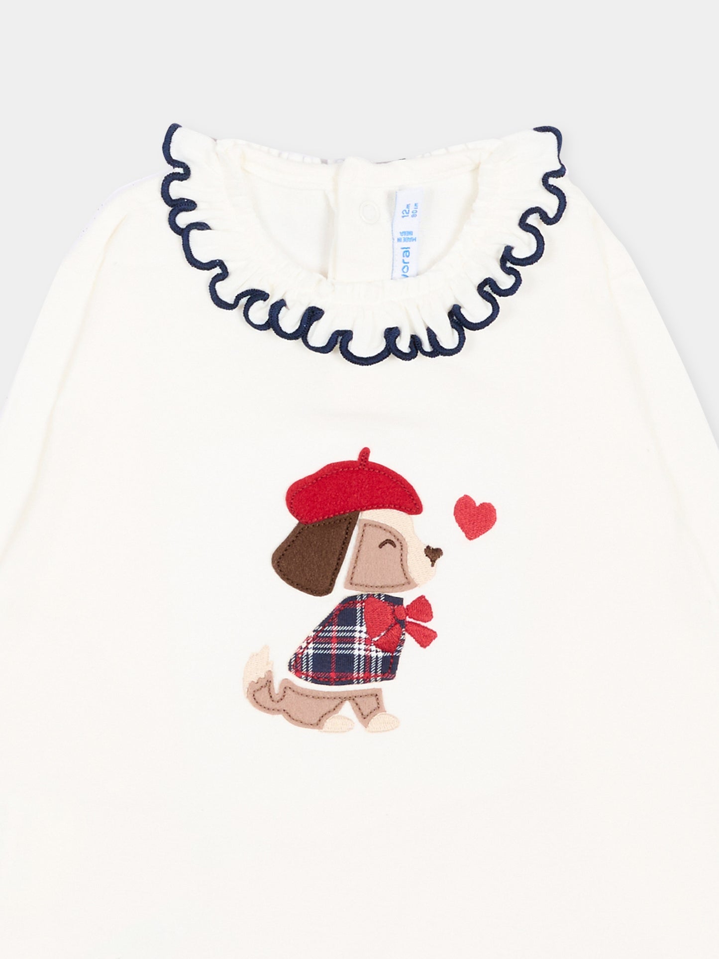 T-Shirt avorio per neonata con cagnolino,Mayoral,2090 077