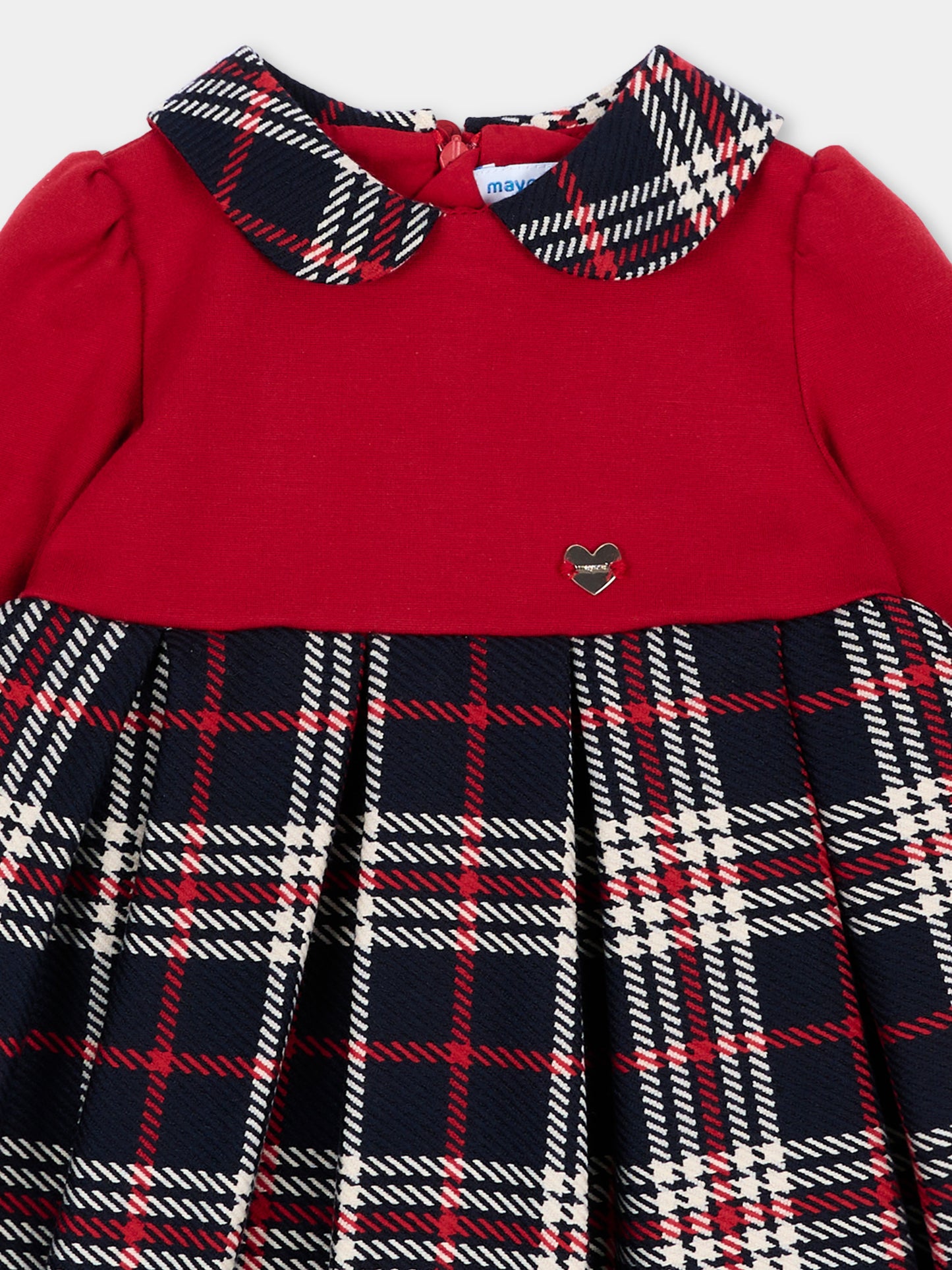 Abito elegante rosso per neonata tartan,Mayoral,2945 025