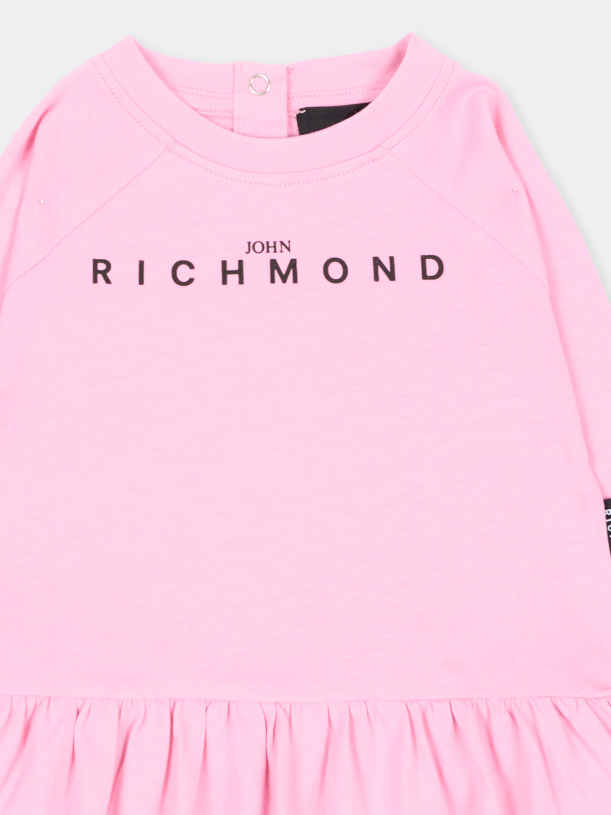 Vestito a manica lunga rosa per neonata con logo,Richmond,RIA26019VE PINK_BEG. PINK BEGONIA