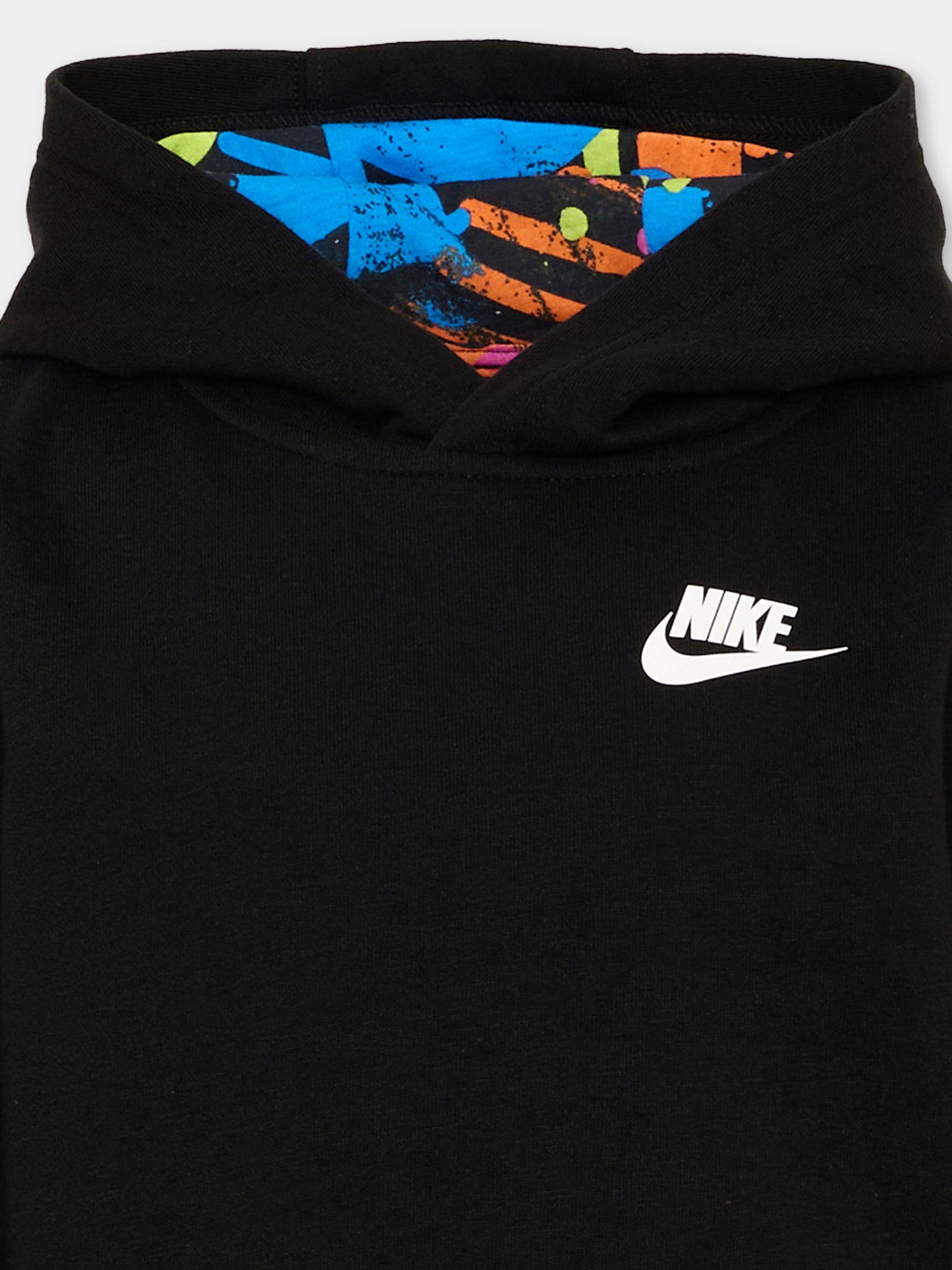Felpa nera per bambini con logo,Nike,86J170 023