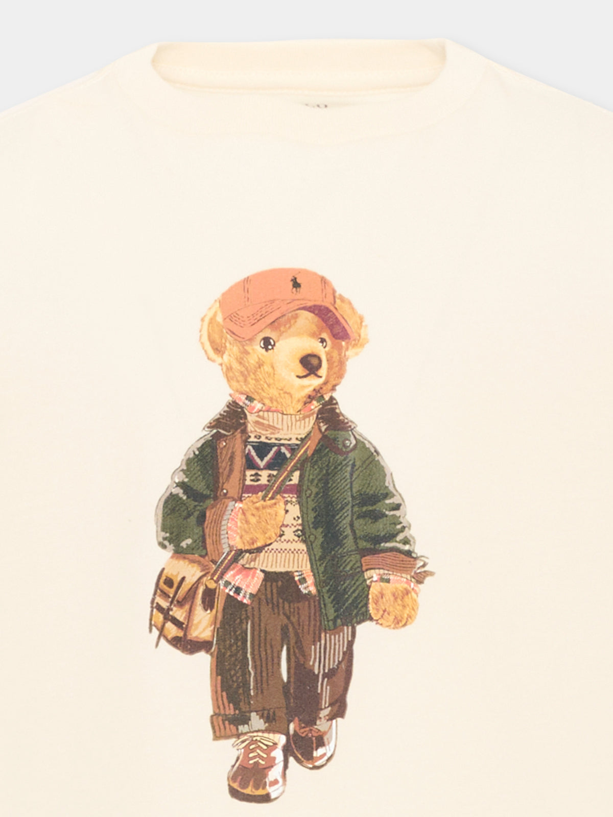 T-shirt avorio per bambina con Polo Bear,Ralph Lauren Kids,B26296001