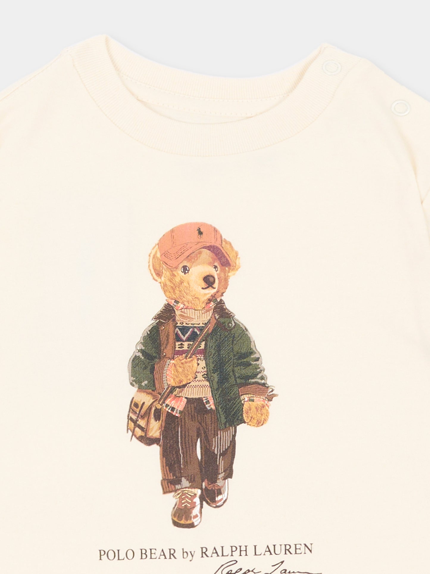 T-shirt a manica corta avorio Polo Bear per neonati,Ralph Lauren Kids,B27298001