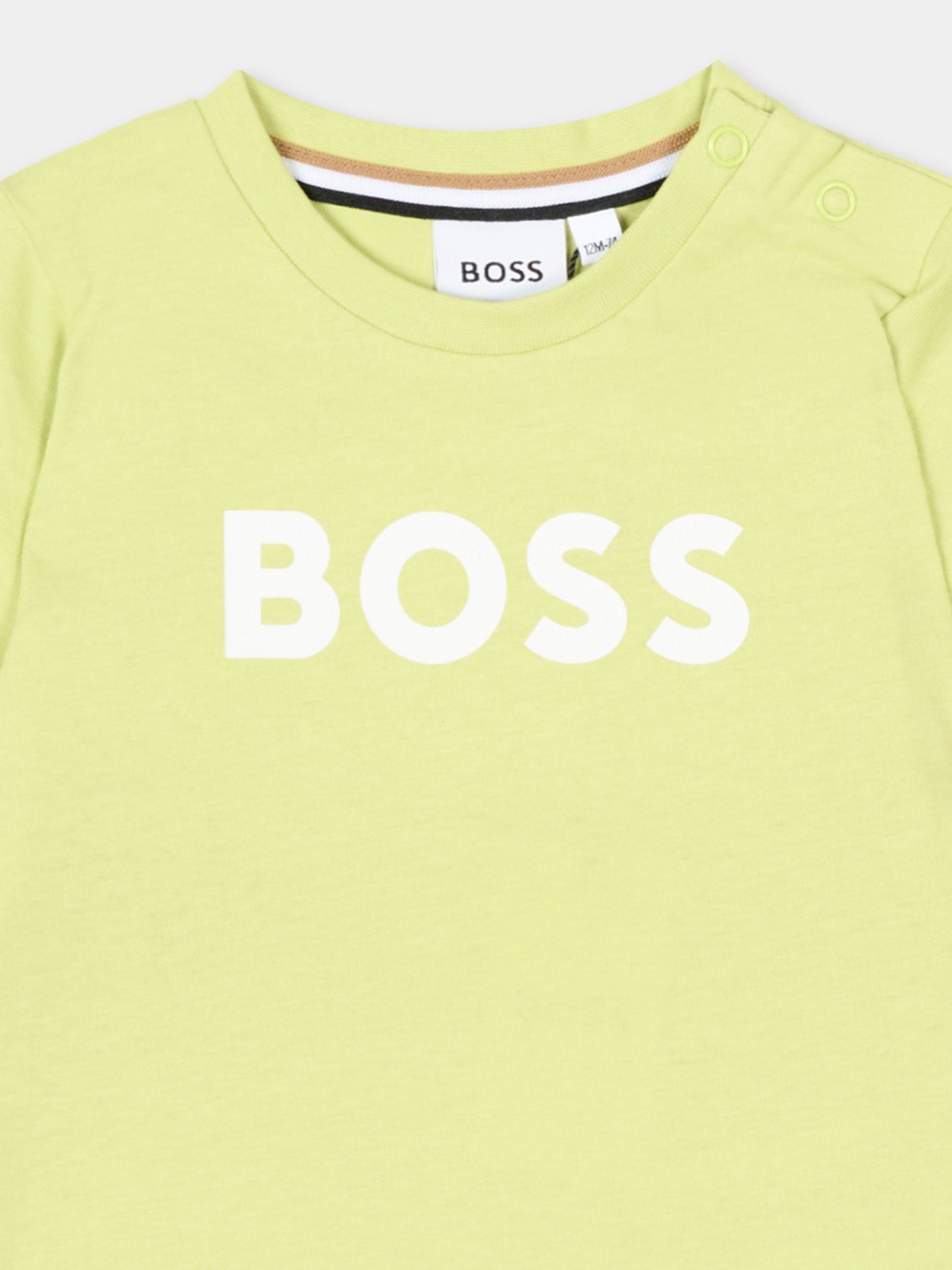 T-Shirt verde per neonato con logo,Boss,J52105 607
