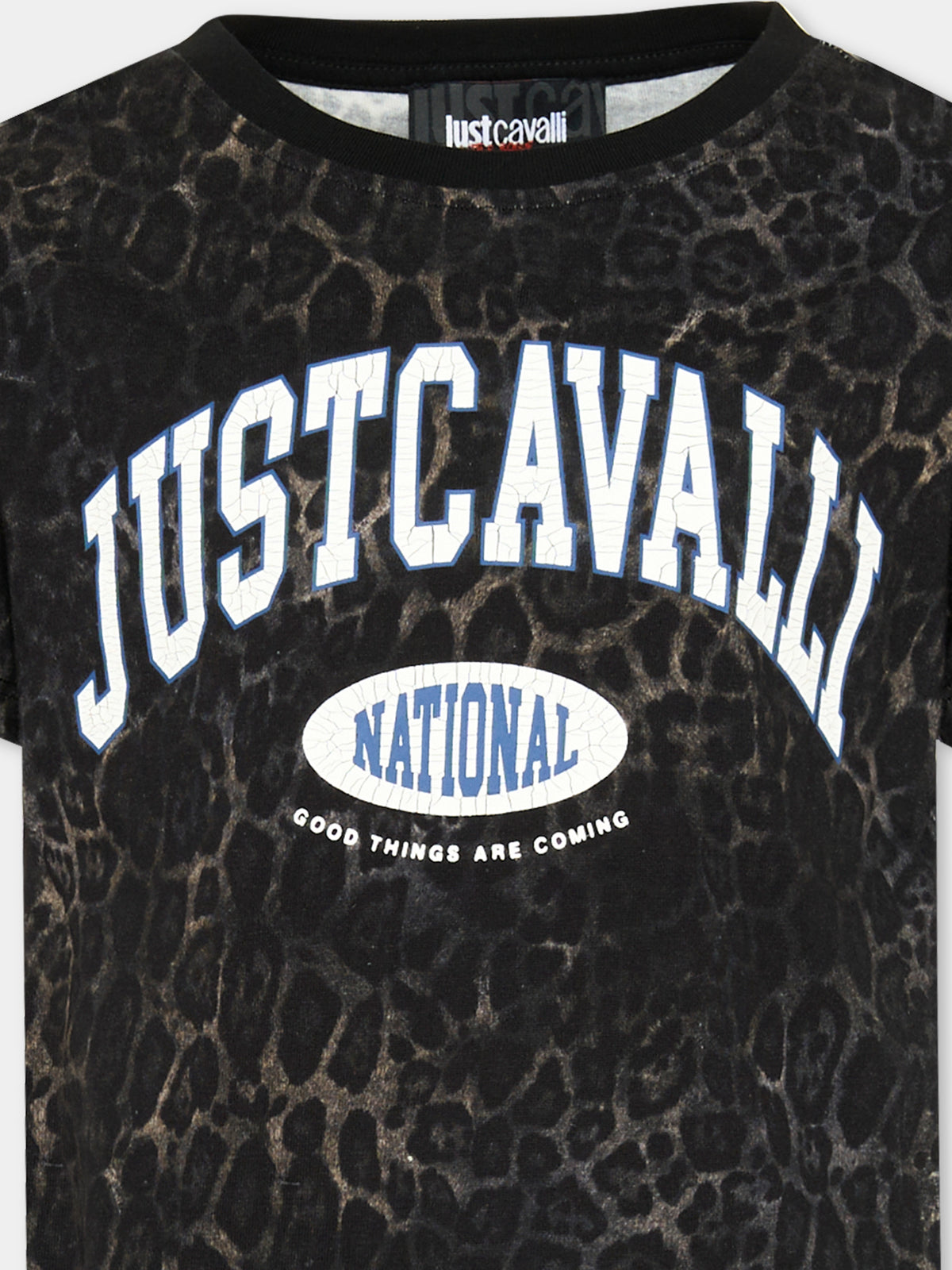 T-shirt a manica corta nera per bambino con logo,Just Cavalli Kids,JBA26110TS PANTER_BLK PANTER BLACK