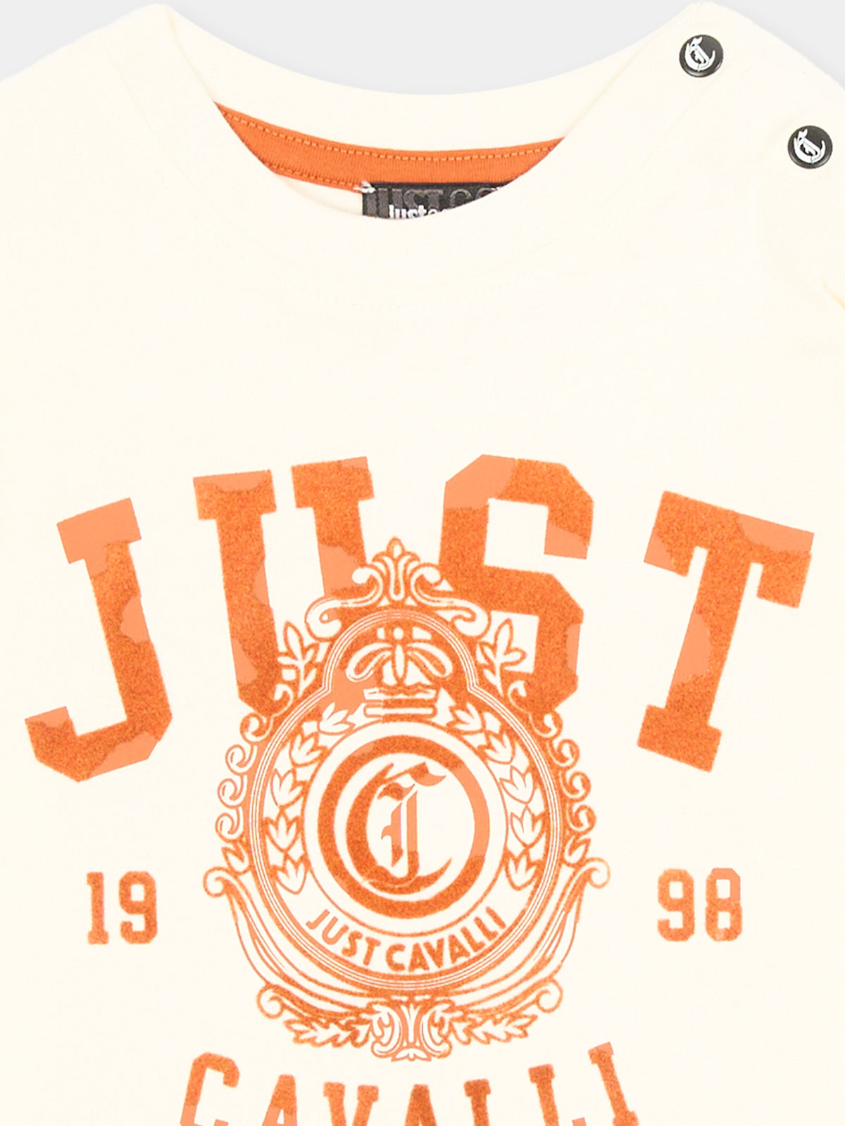T-shirt a manica lunga avorio per neonato con logo,Just Cavalli Kids,JIA26029TS MARSHMAL. MARSHMALLOW