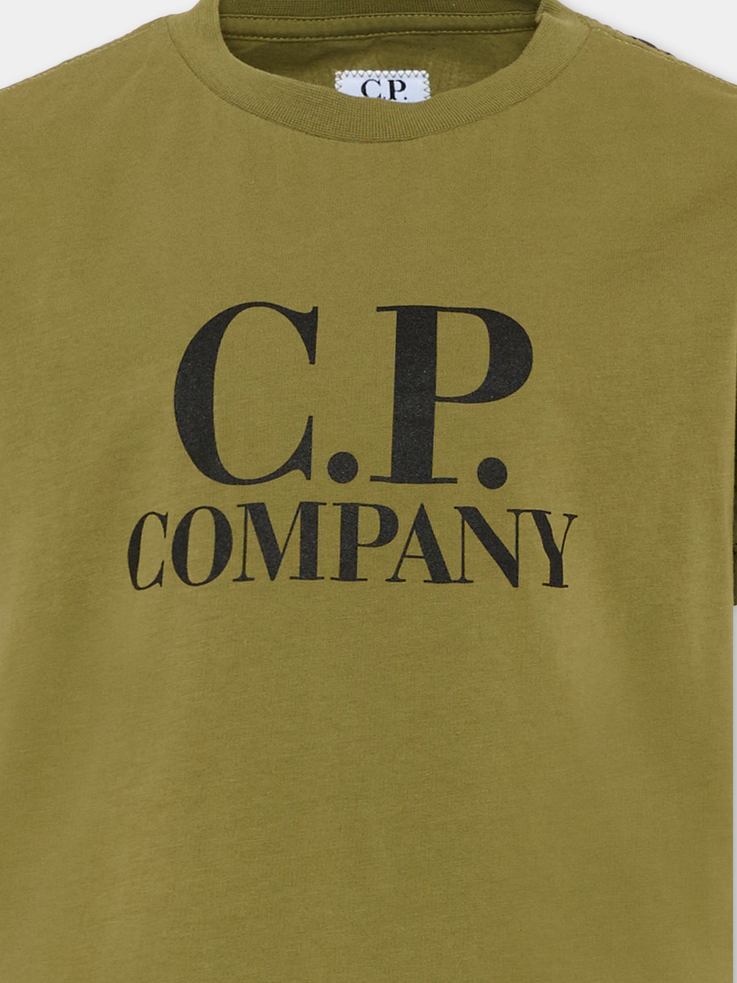 T-shirt verde per bambino con logo,C. P. Company,COM006 LAA17 30803