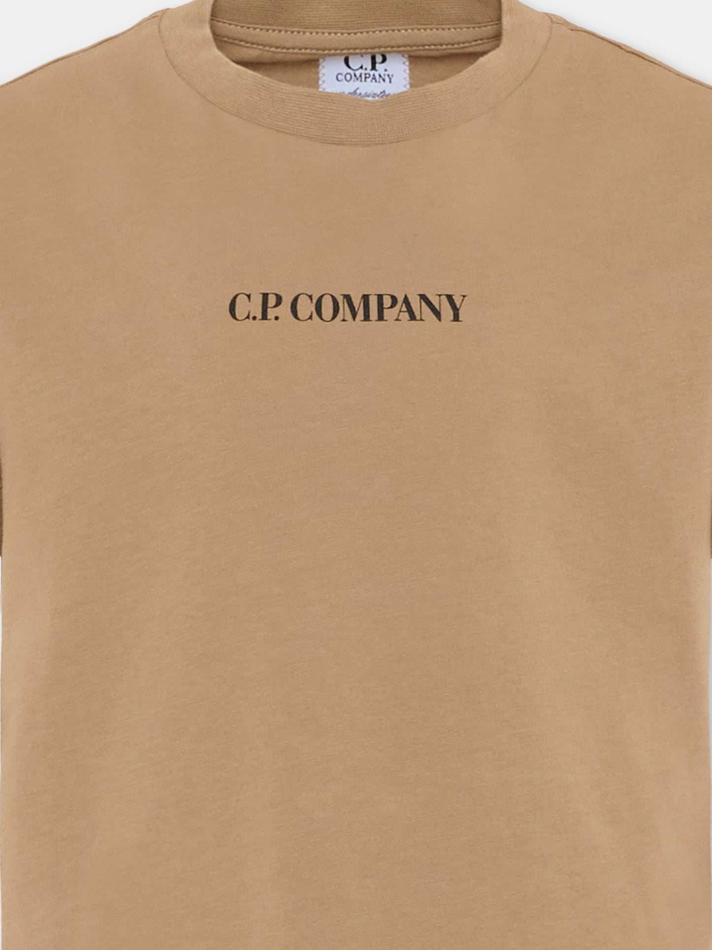 T-Shirt beige per bambino con logo,C. P. Company,CRM00L LAA17 20273