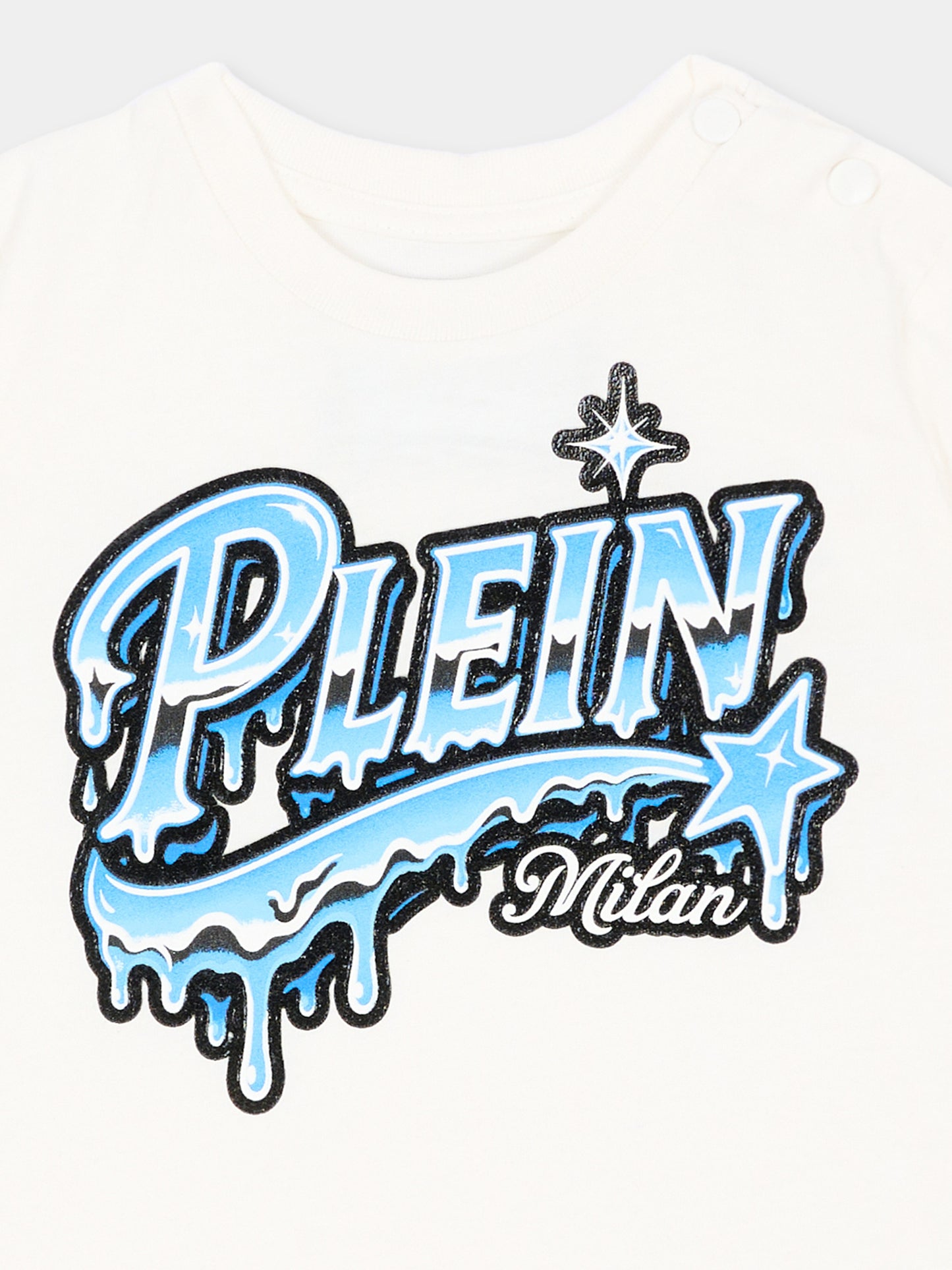 T-shirt a manica corta avorio per neonato,Philipp Plein Junior,F6PHNBTH177 002
