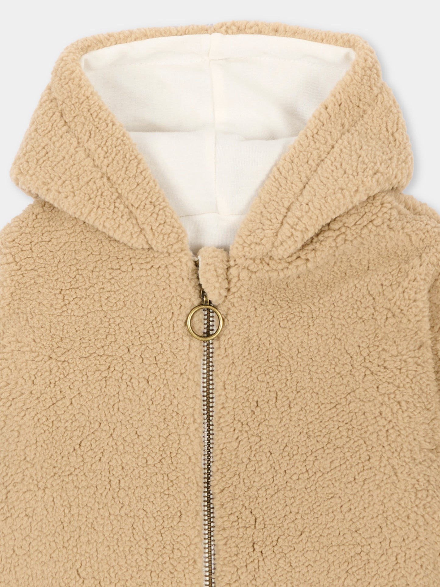 Ecopelliccia beige per neonati con cappuccio,Bamboom,1271TE00084 SAFARI