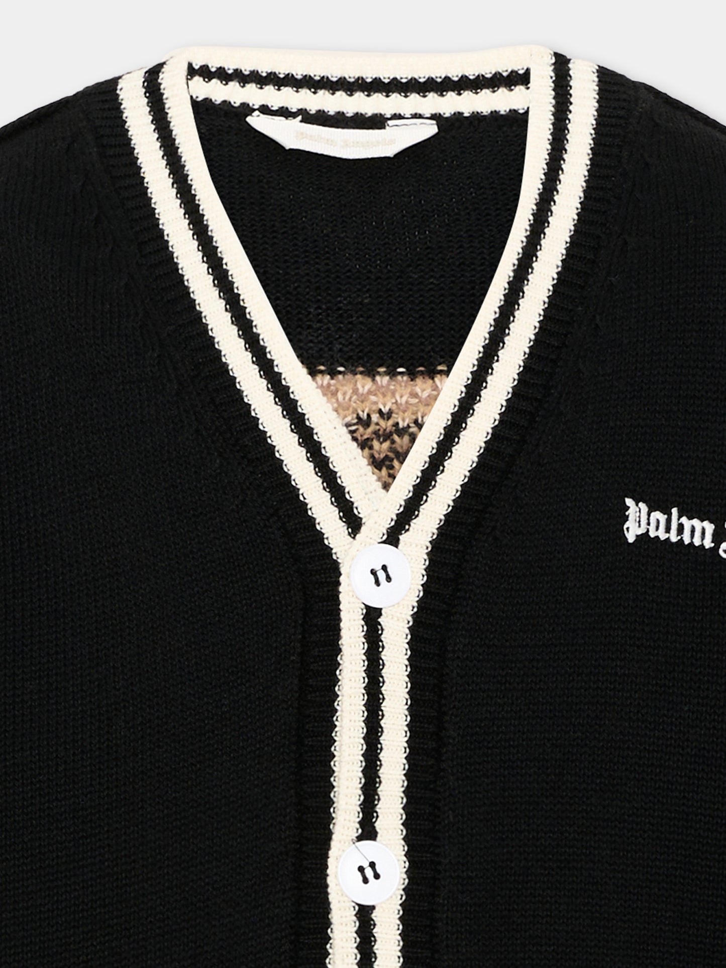 Cardigan nero per bambino con teddy bear,Palm Angels,F6PAJBCA151 110