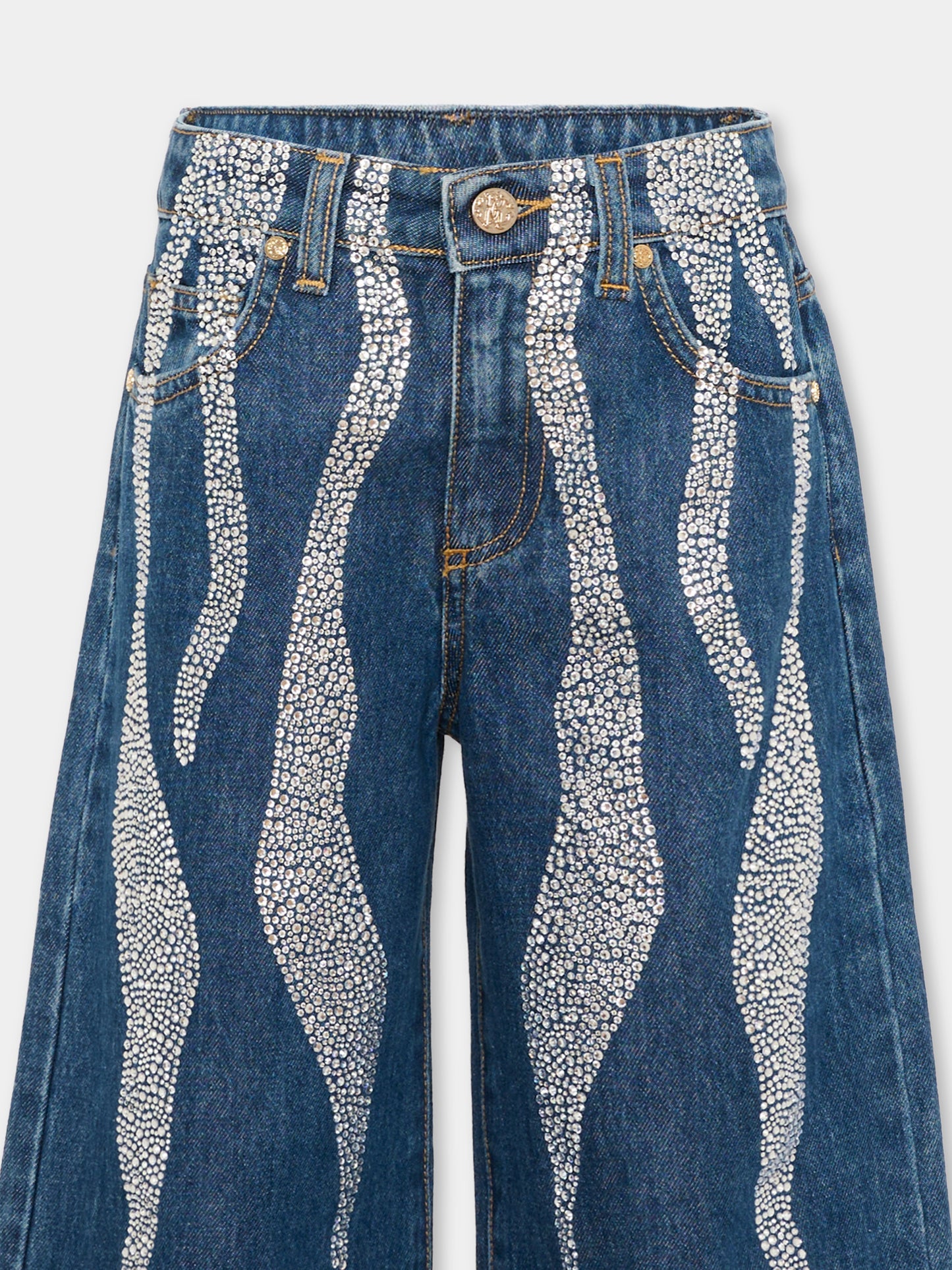 Jeans denim per bambina con strass,Roberto Cavalli Kids,CGA26018JE D.BLUE_MED