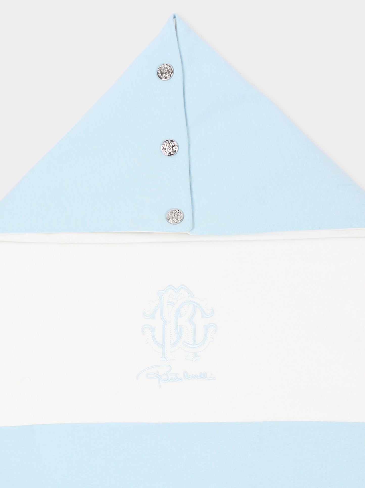 Sacco nanna celeste per neonato logo ricamato,Roberto Cavalli Kids,CLA26049SN SKYRIDE/A.