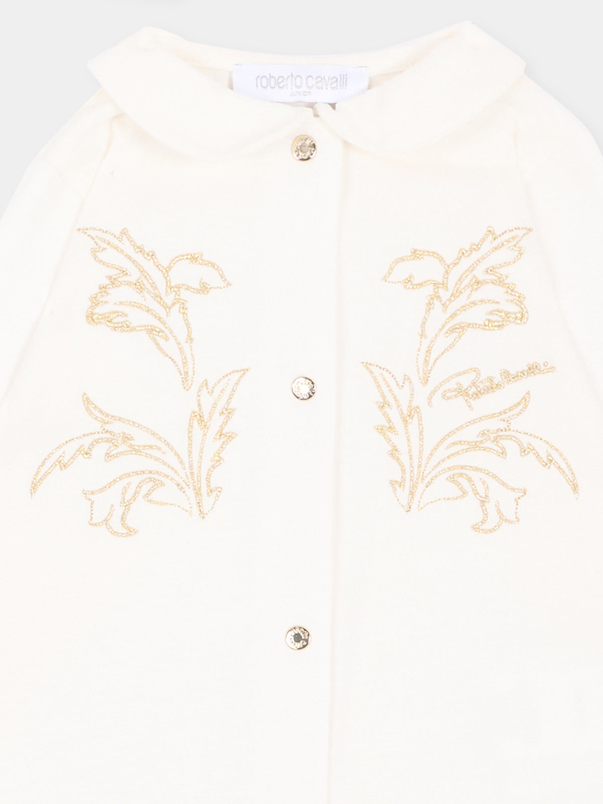 Set tutina avorio per neonati con ricamo,Roberto Cavalli Kids,CLA26030TU AVORIO_C.C