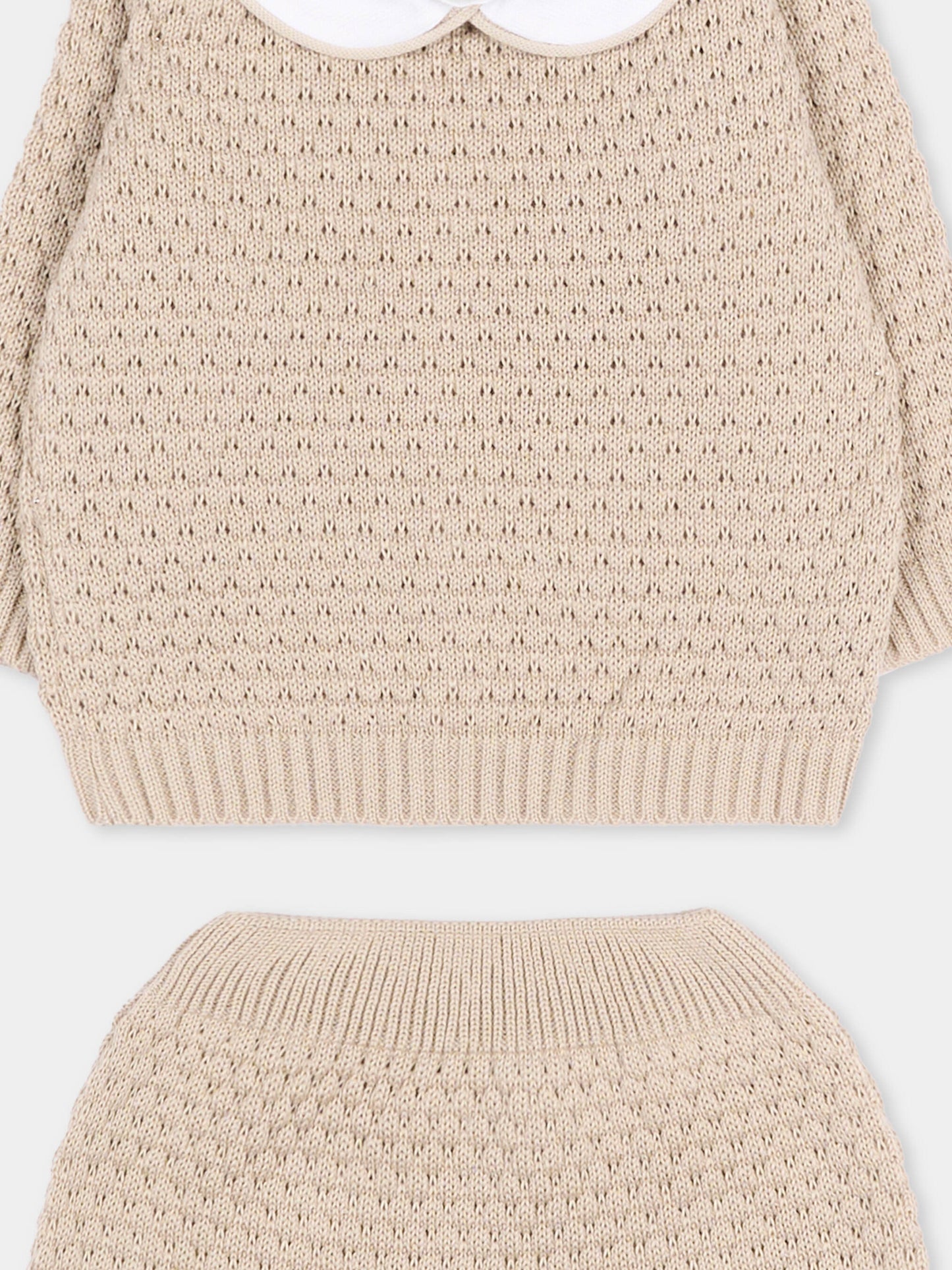 Completo nascita beige per neonati traforato,Little Bear,3115 CORDA