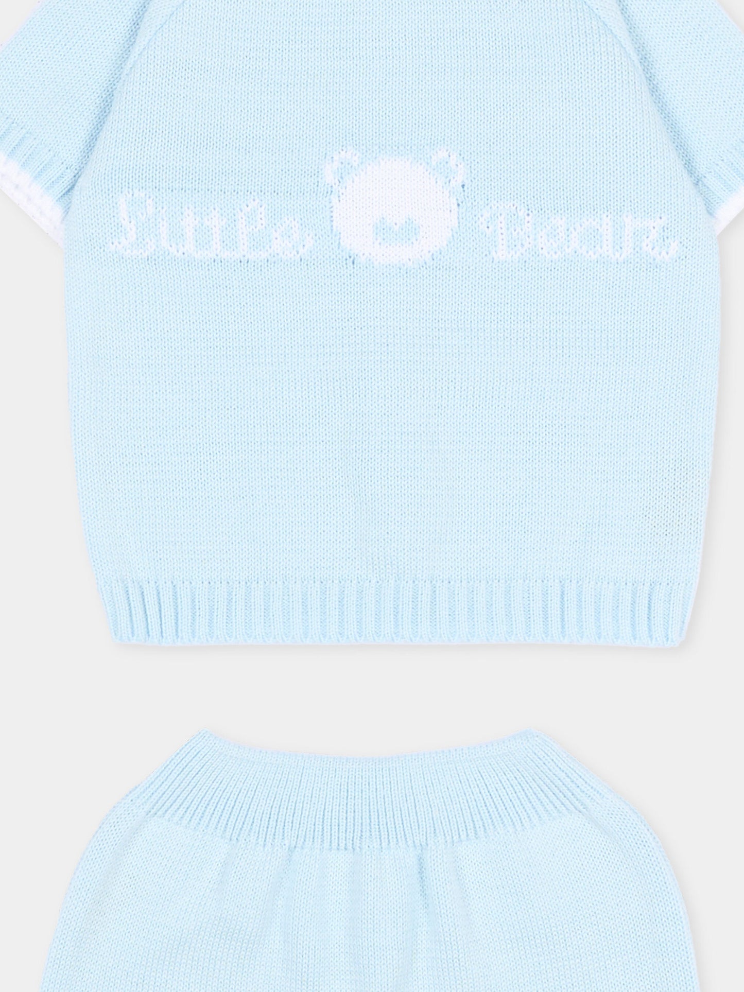 Completo nascita celeste per neonato con logo,Little Bear,3124 CIELO/BCO