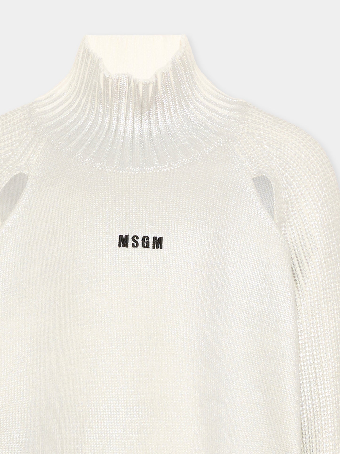 Maglione avorio per bambina con logo,Msgm Kids,F6MSJGJP207 013