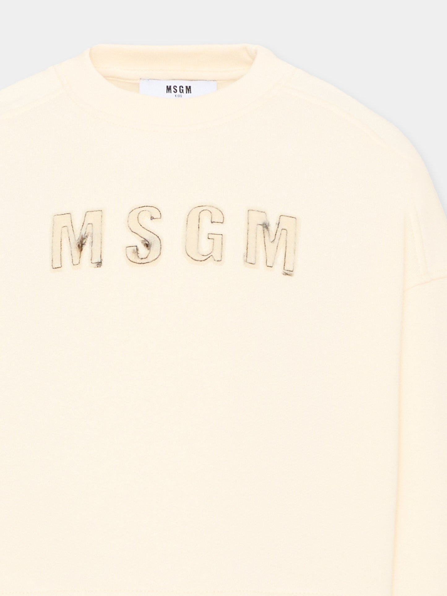 Felpa girocollo avorio per bambina,Msgm Kids,F6MSJGSW068 013
