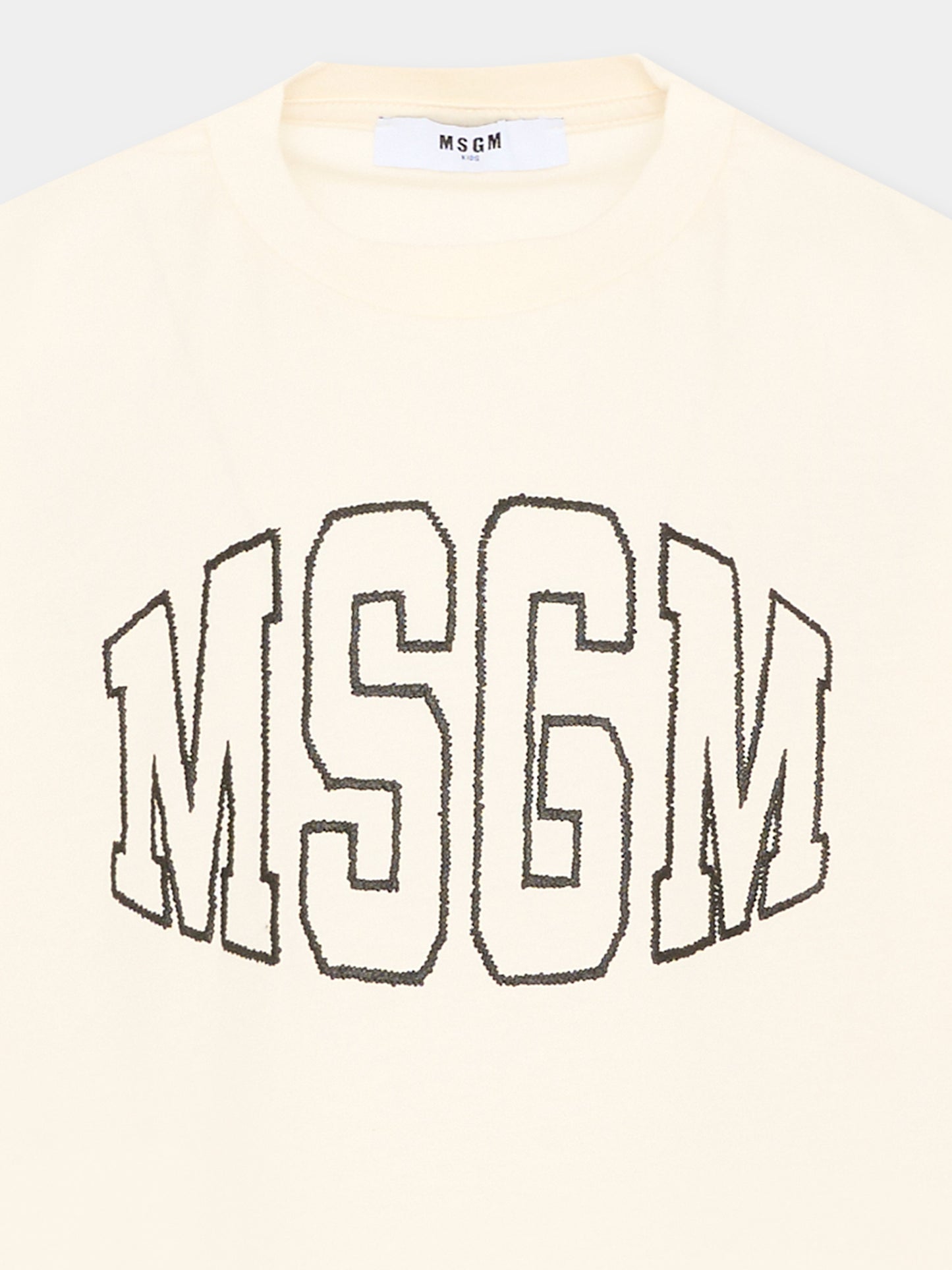 T-Shirt avorio con logo per bambini,Msgm Kids,F6MSJUTH038 013