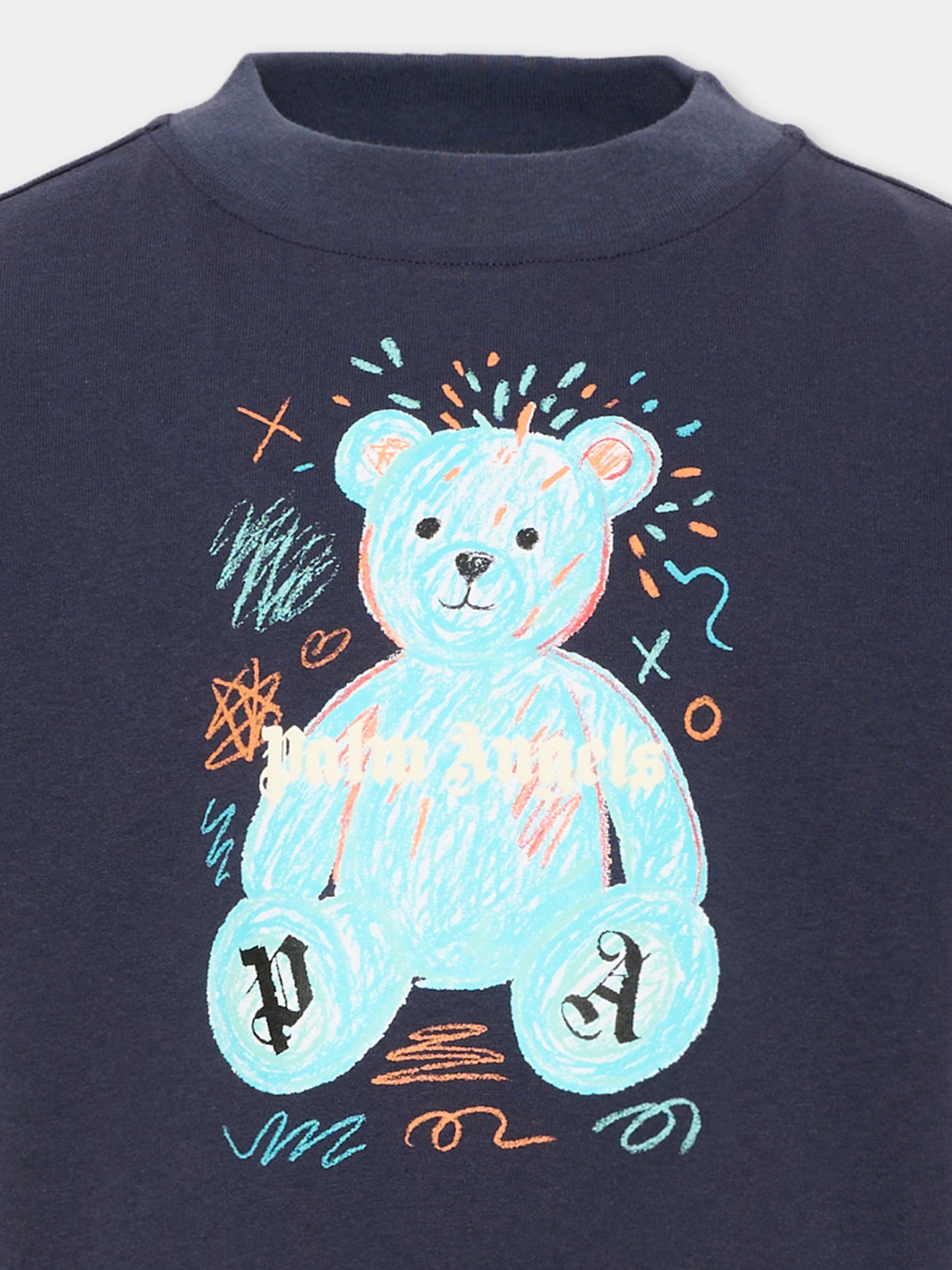 T-shirt blu per bambino con Teddy Bear,Palm Angels,F6PAJBTH103 1528