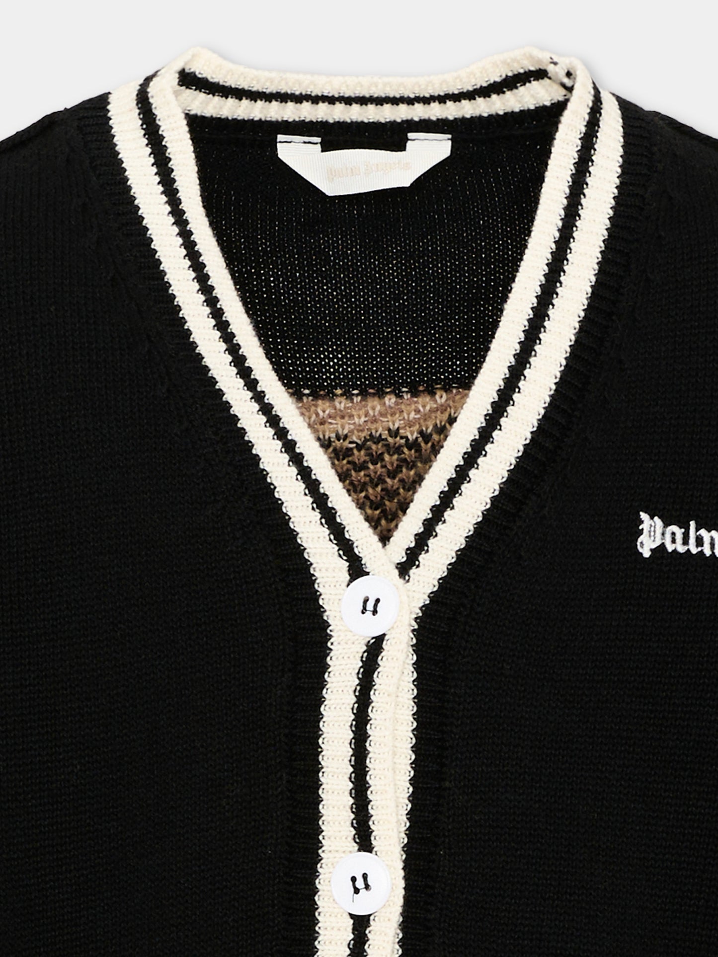 Cardigan nero per bambina con Teddy Bear,Palm Angels,F6PAJGCA154 110