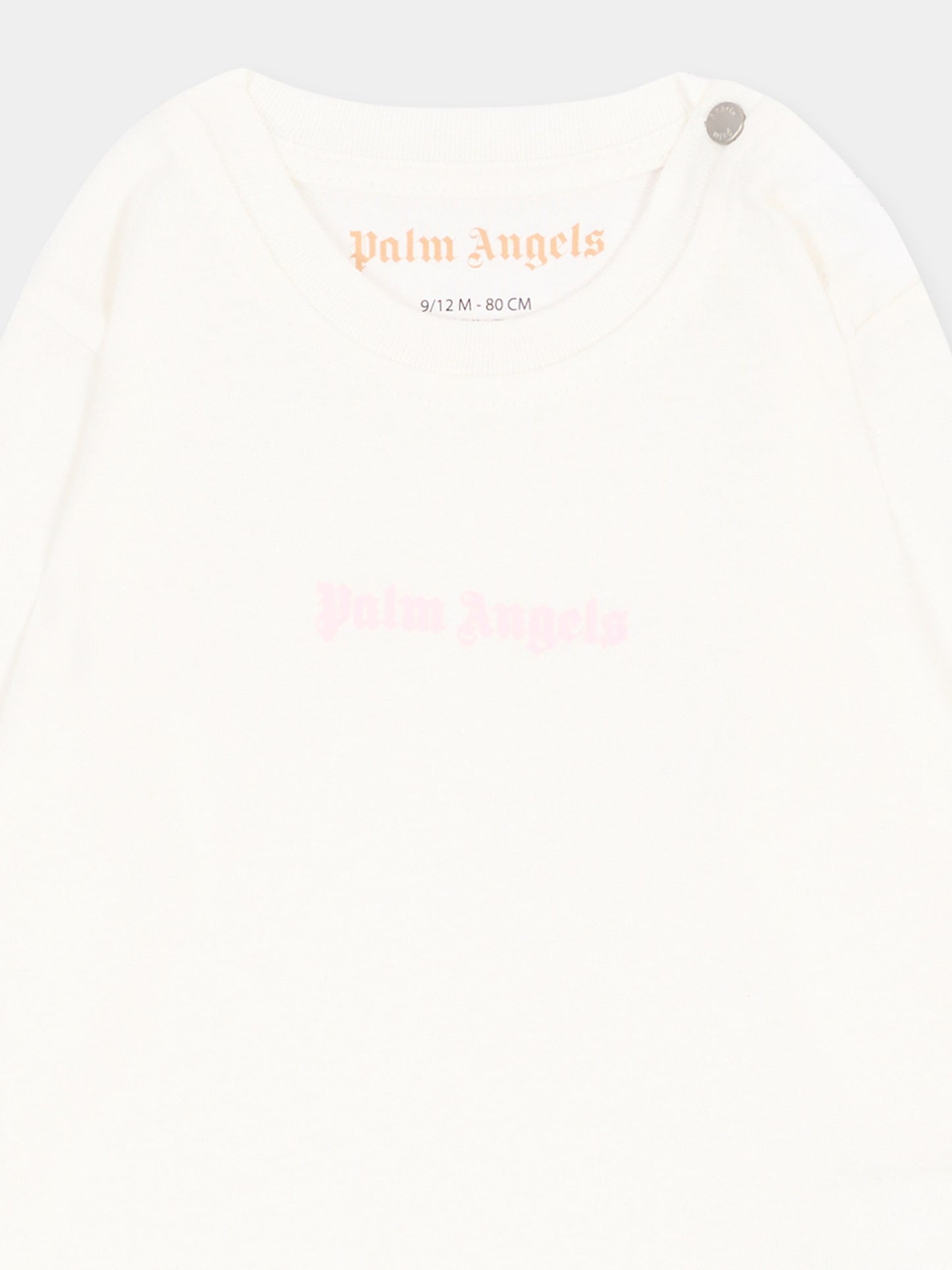 T-shirt avorio per neonata con logo,Palm Angels,F6PANGTH186 412