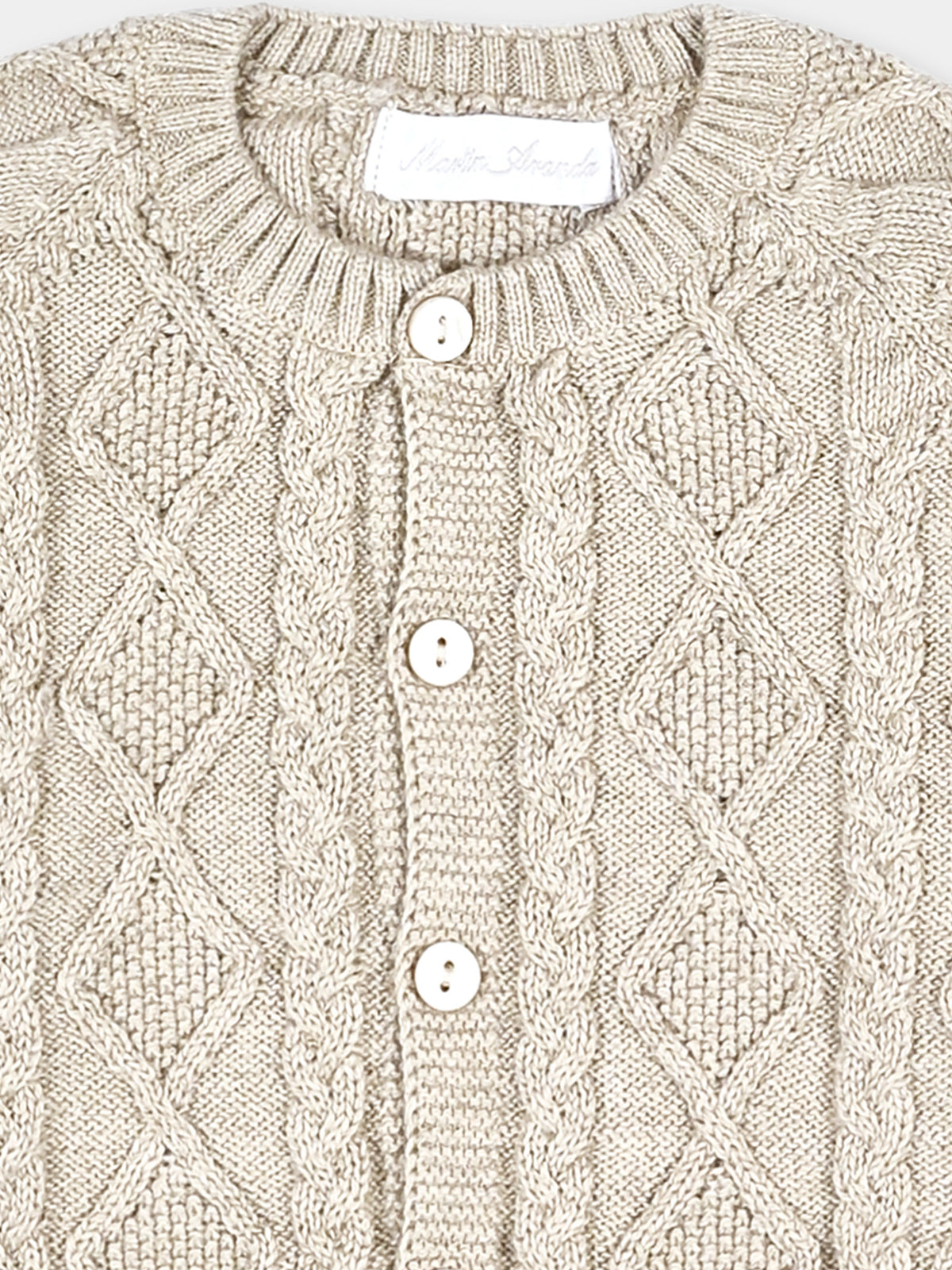 Cardigan beige per neonati con trecce,Martín Aranda,045-10331 E70