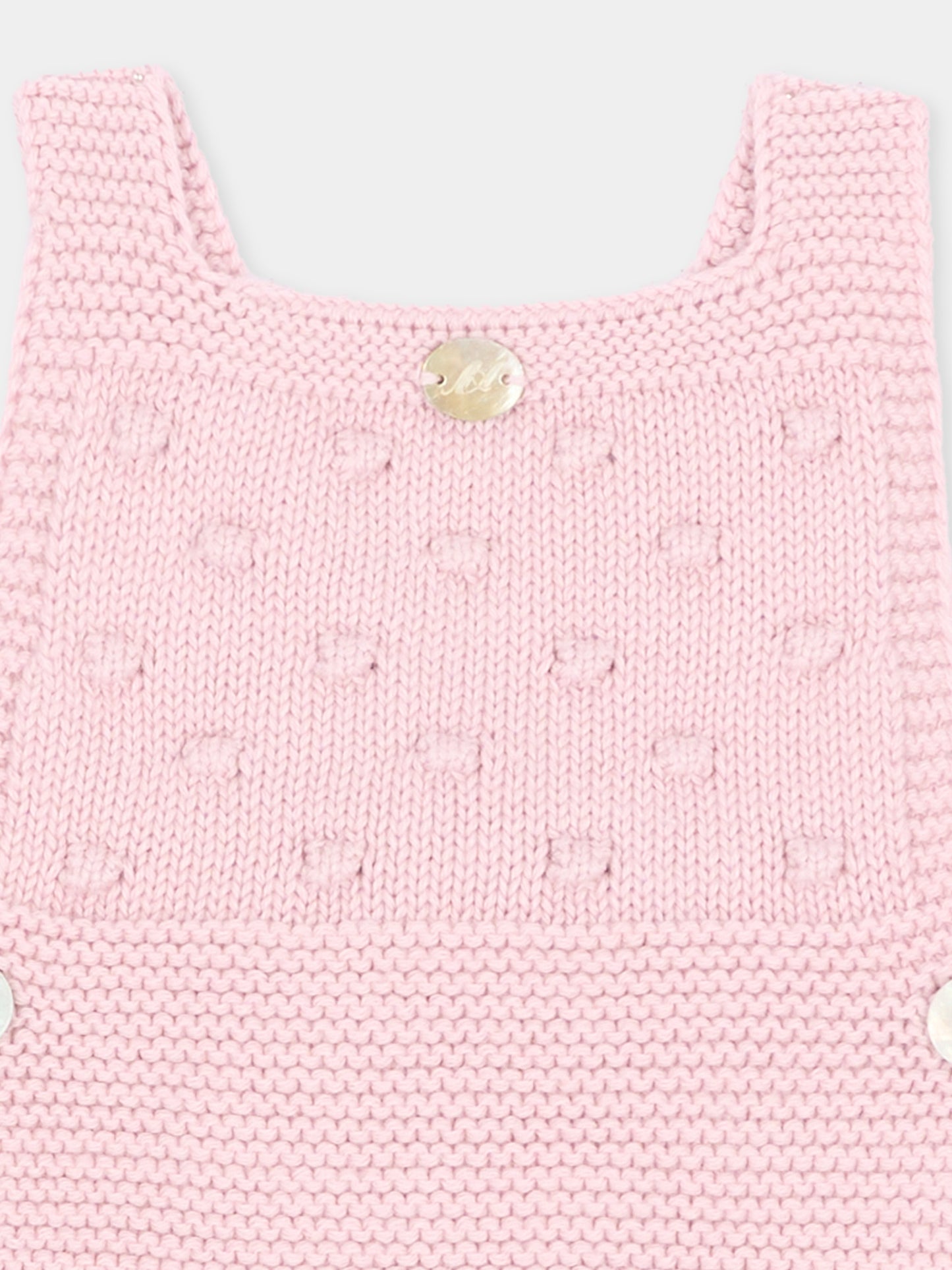 Salopette rosa per neonata in maglia,Martín Aranda,016-10327 P07