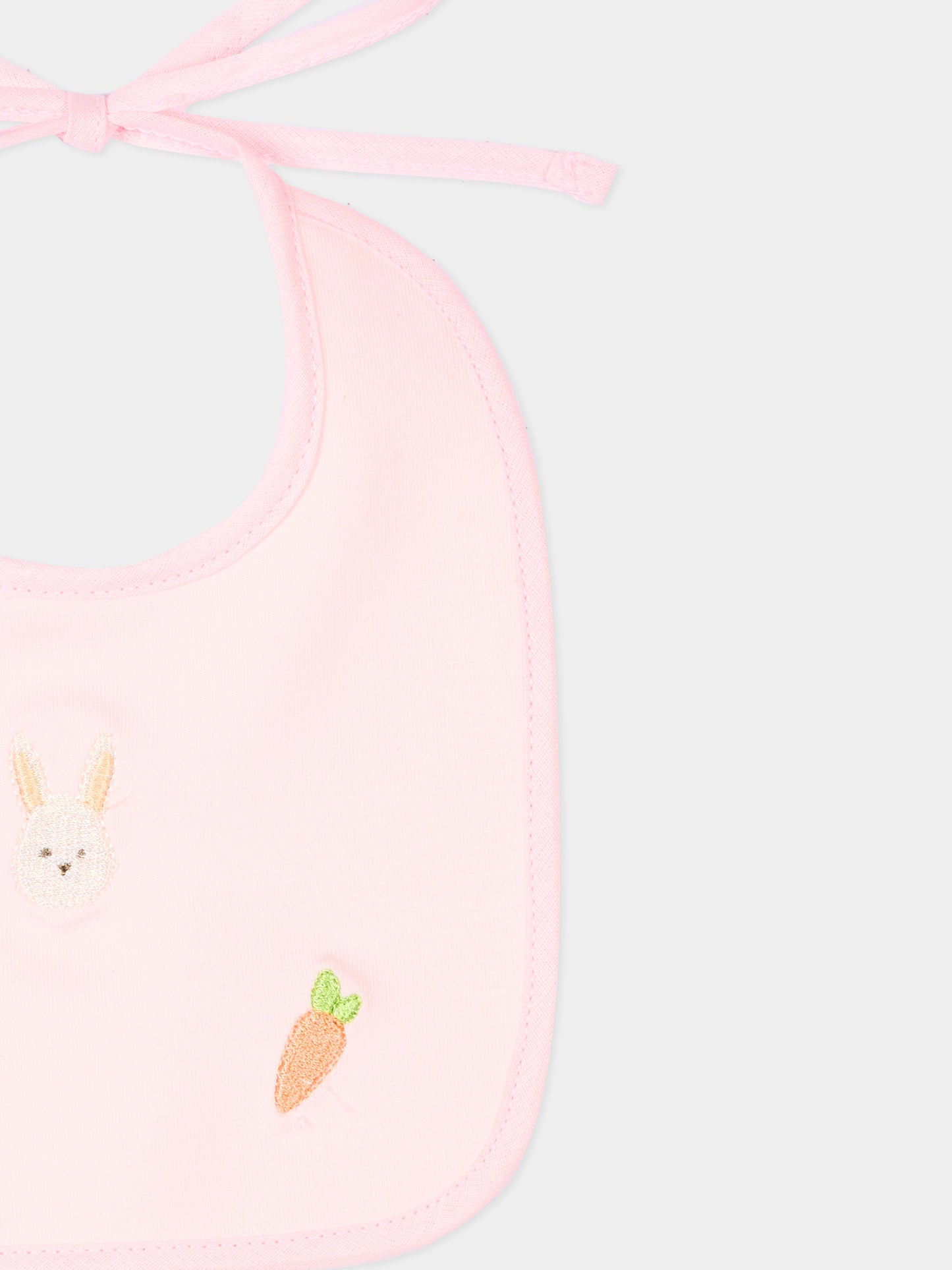 Bavaglino rosa per neonata con ricami,Le Boo Beebè,CBB023 T351 30