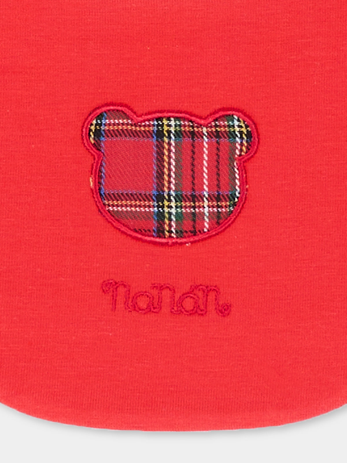 Bavaglino rosso per neonati con orsetto tartan,Nanán,I26040RS