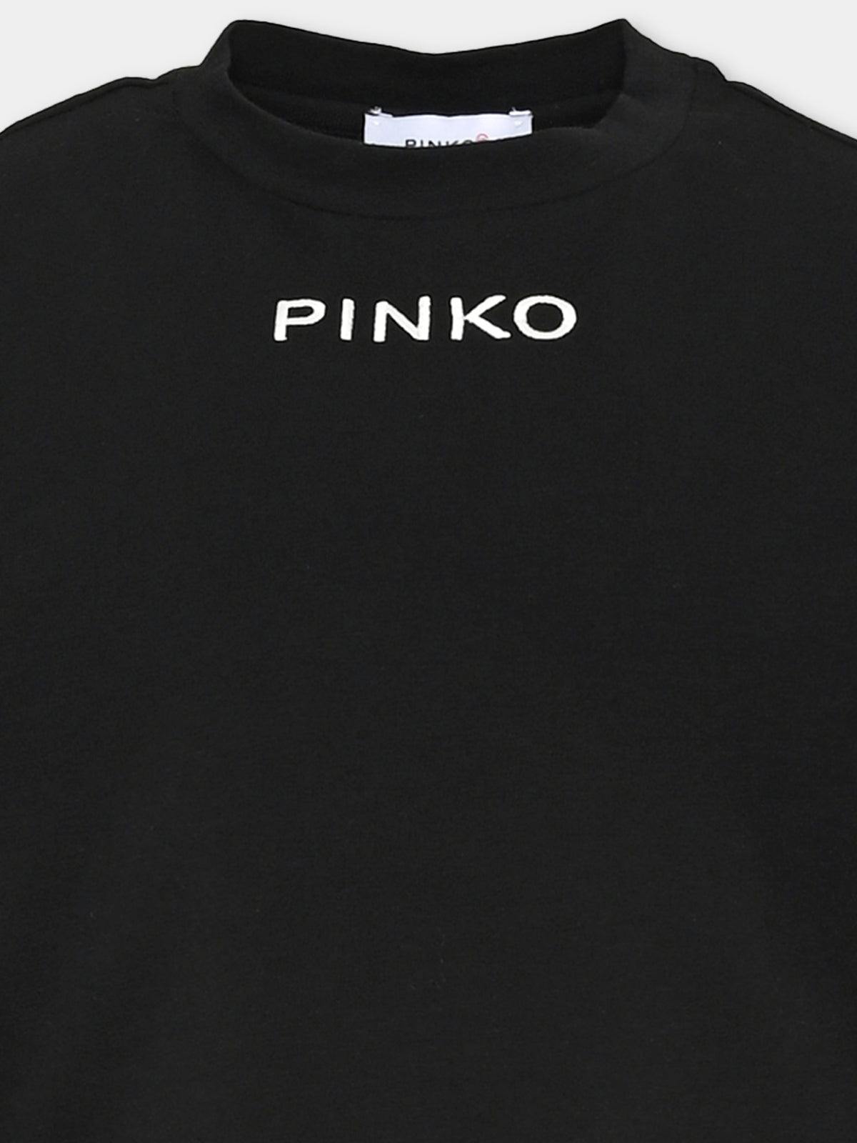 T-shirt a manica lunga nera con logo per bambina,Pinko,KFTS070 C JE018 0909