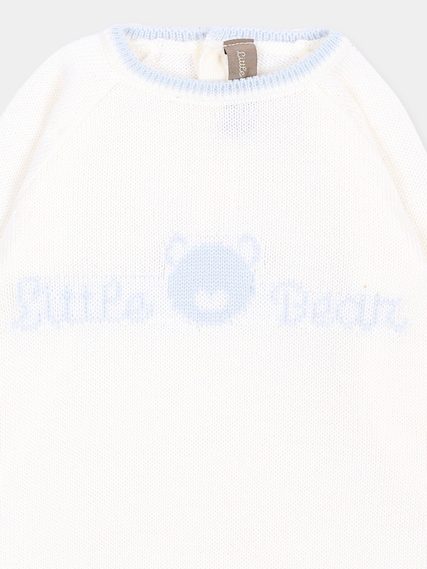 Tutina avorio per neonato con logo orsetto,Little Bear,4101 LATTE/CIELO