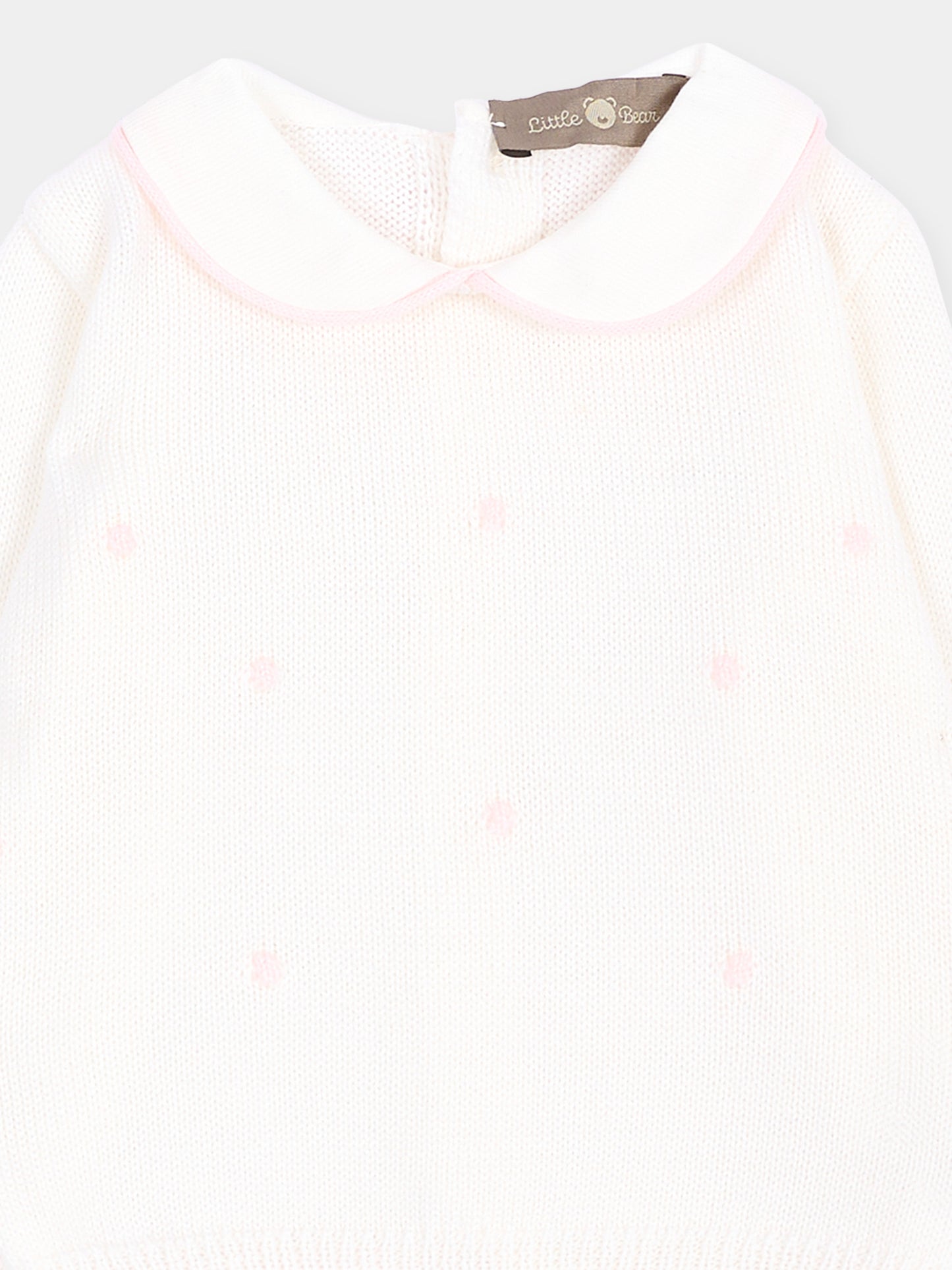 Completo nascita avorio con pois rosa per neonata,Little Bear,4109 LATTE/ROSA