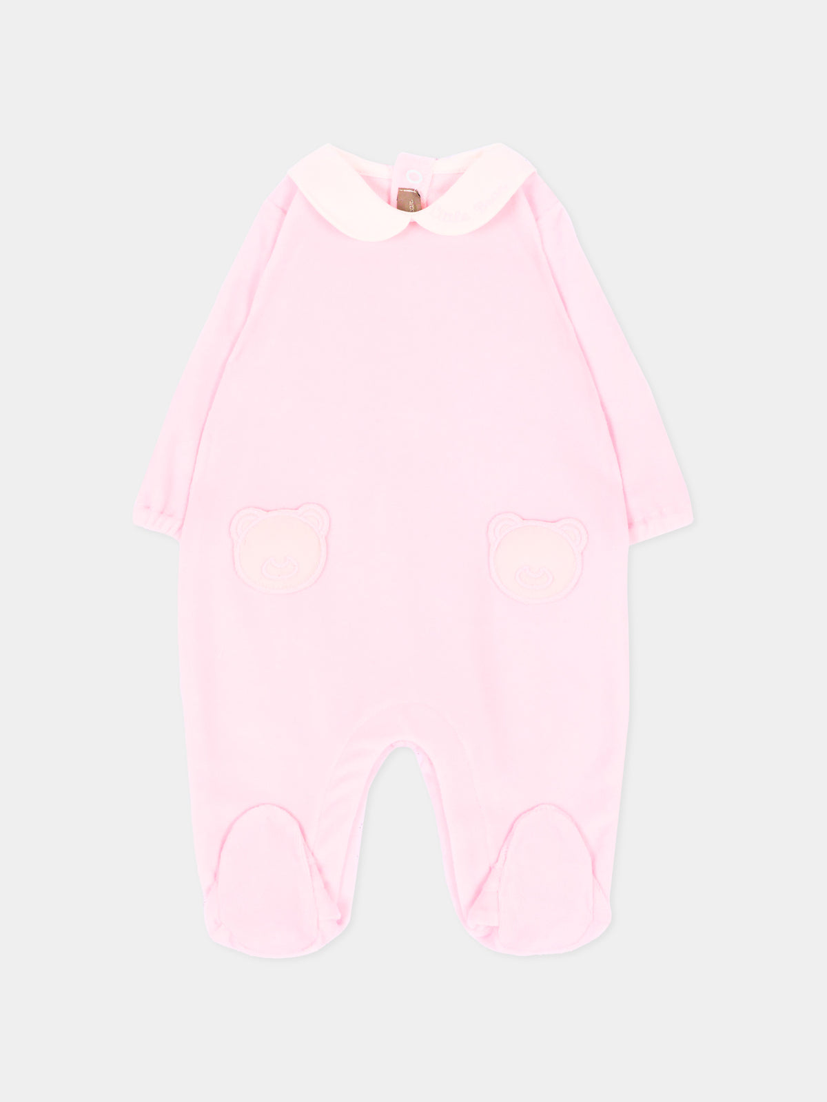 Tutina bianca per neonata con orsetto,Little Bear,4043 LATTE/ROSA