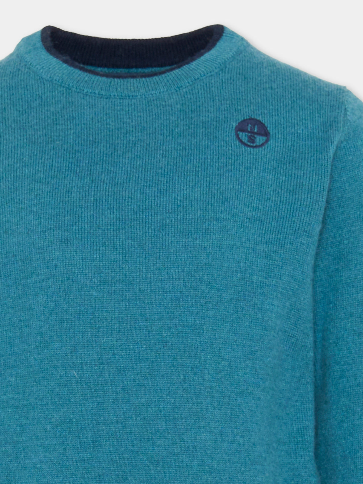 Maglione celeste per bambino con logo,North Sails,NBA26076MA BLUE STEEL