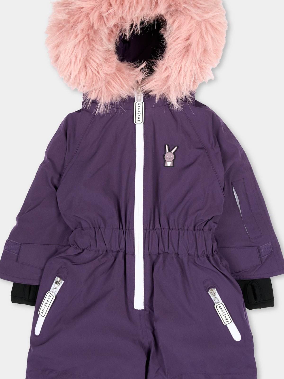Tuta da neve viola Hop The Bunny per bambini,Roarsome,HOP THE BUNNY SKI SUITS