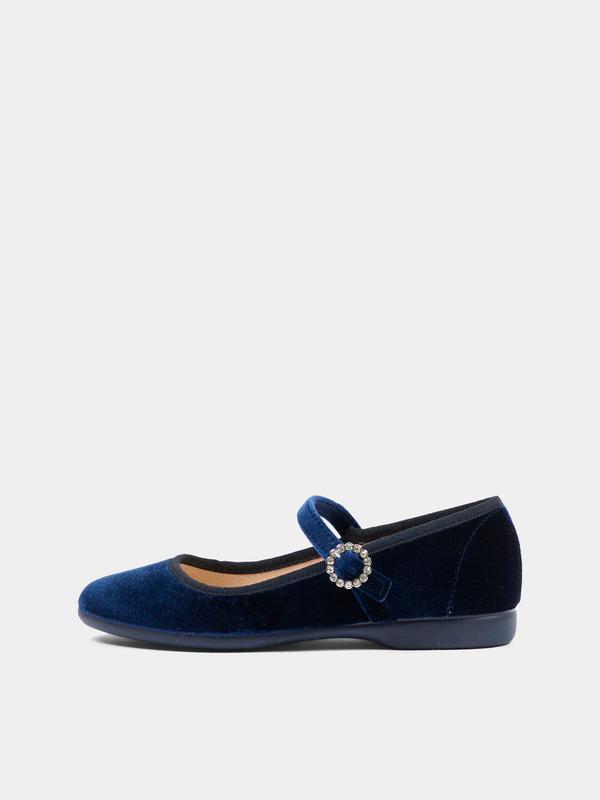 Ballerine blu per bambina in velluto con cinturino,Pisamonas,1439 AZUL MARINO