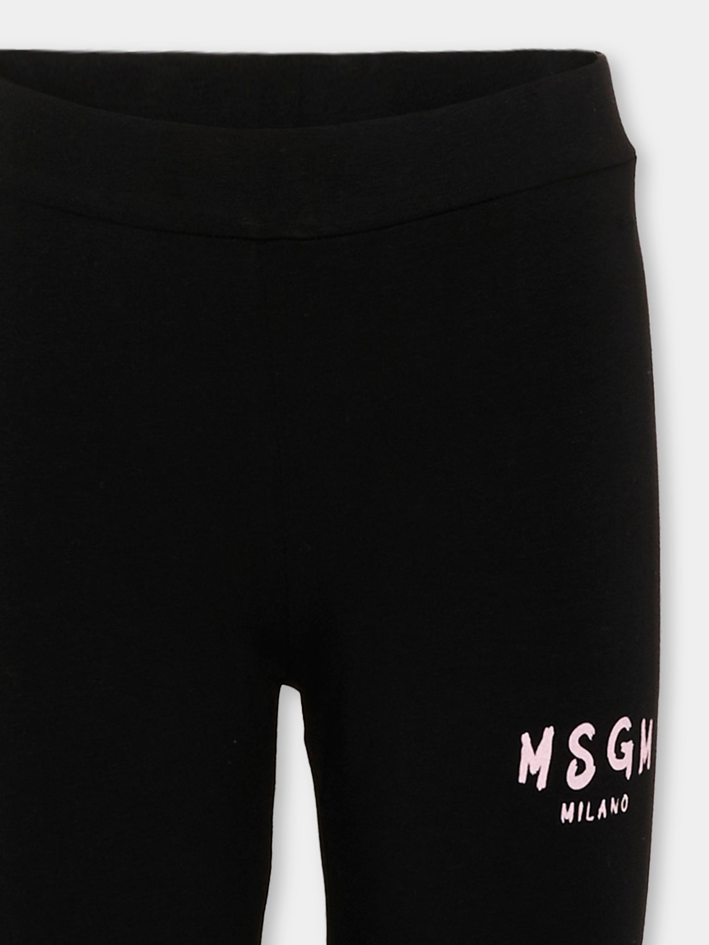 Leggings nero con logo per bambina,Msgm Kids,S6MSJGLG067 110/88