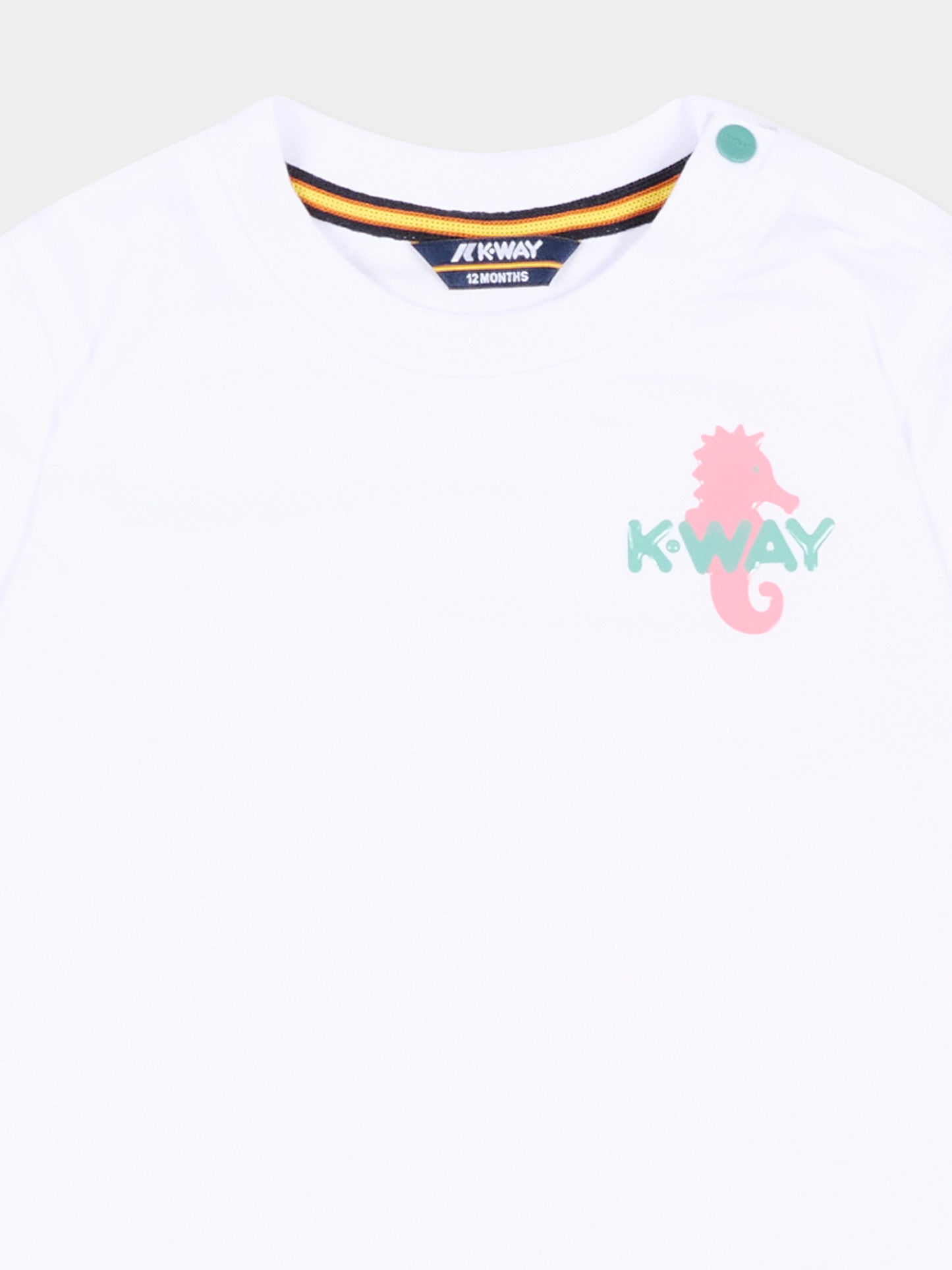 T-shirt bianca per neonati con logo,K-way,K5138DW 001