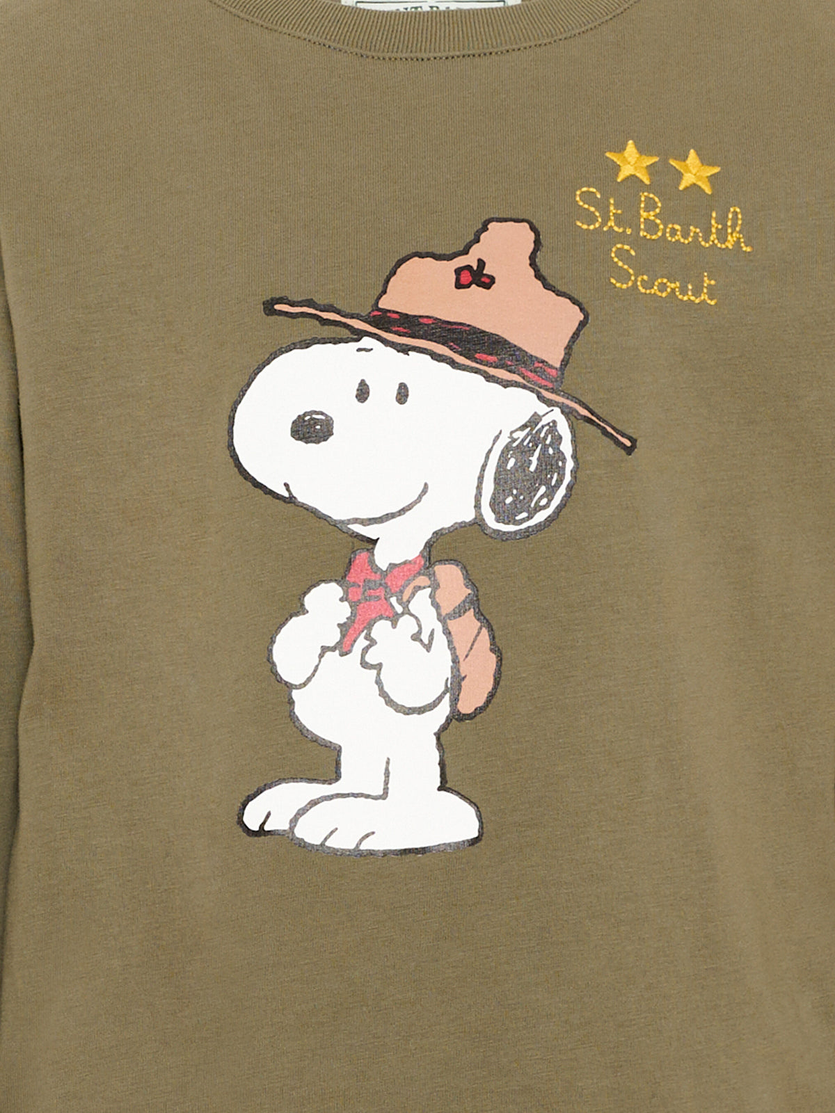 T-shirt a manica lunga verde per bambino con Snoopy,Mc2 Saint Barth,LUT0003 01032M