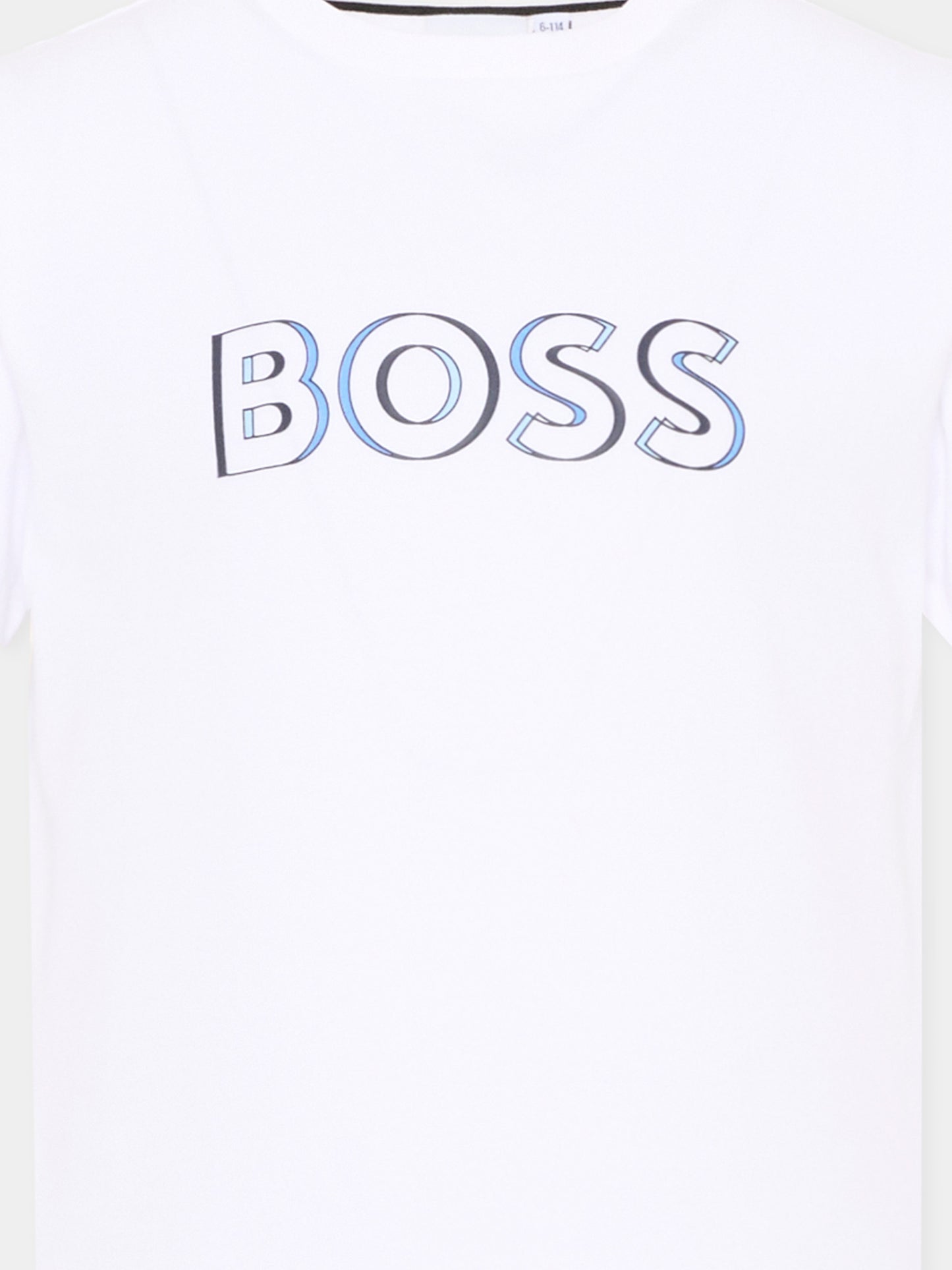 T-Shirt bianca per bambino con logo,Boss,J52034 10P