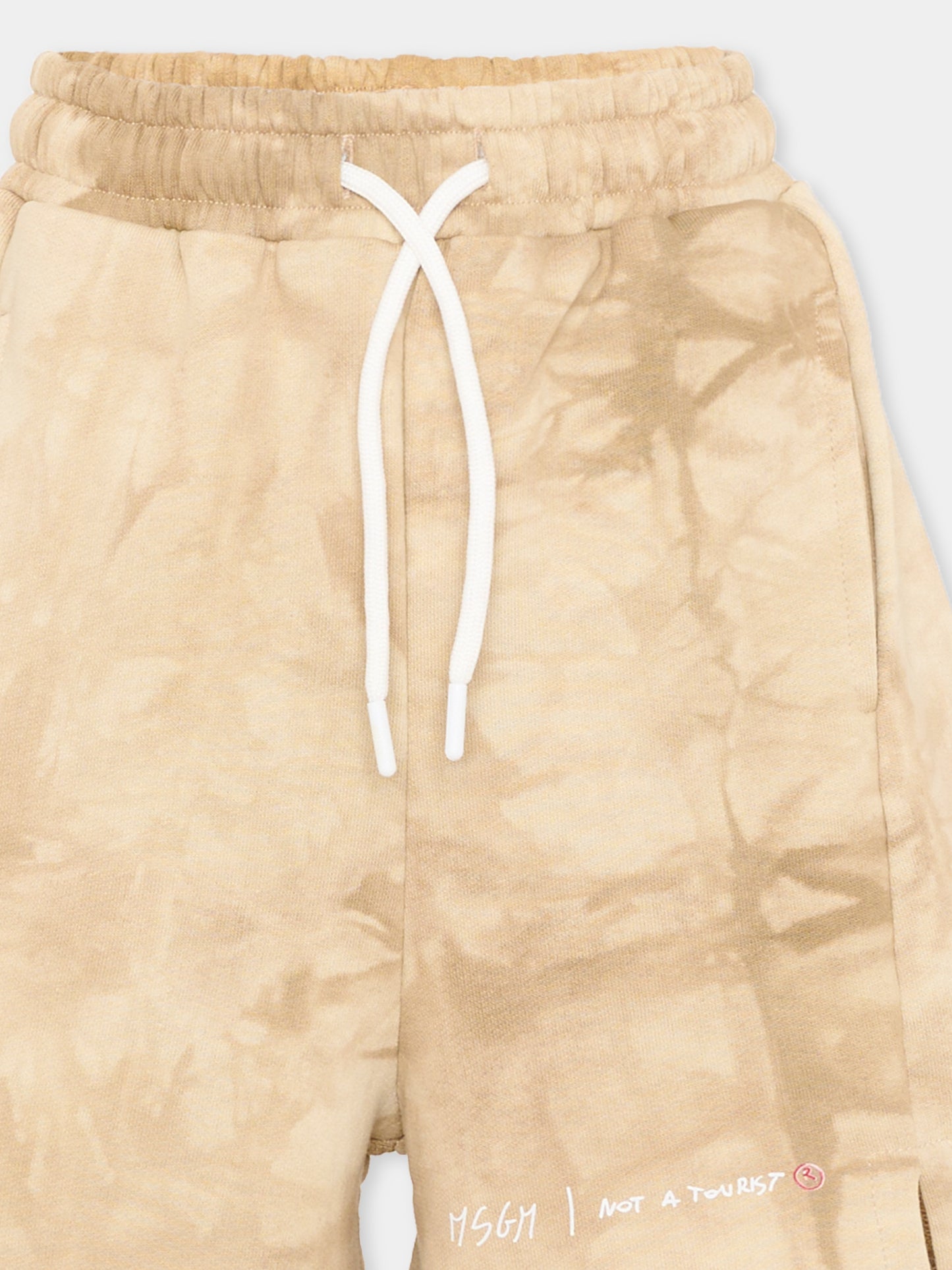 Shorts sportivi beige tie-dye per bambino