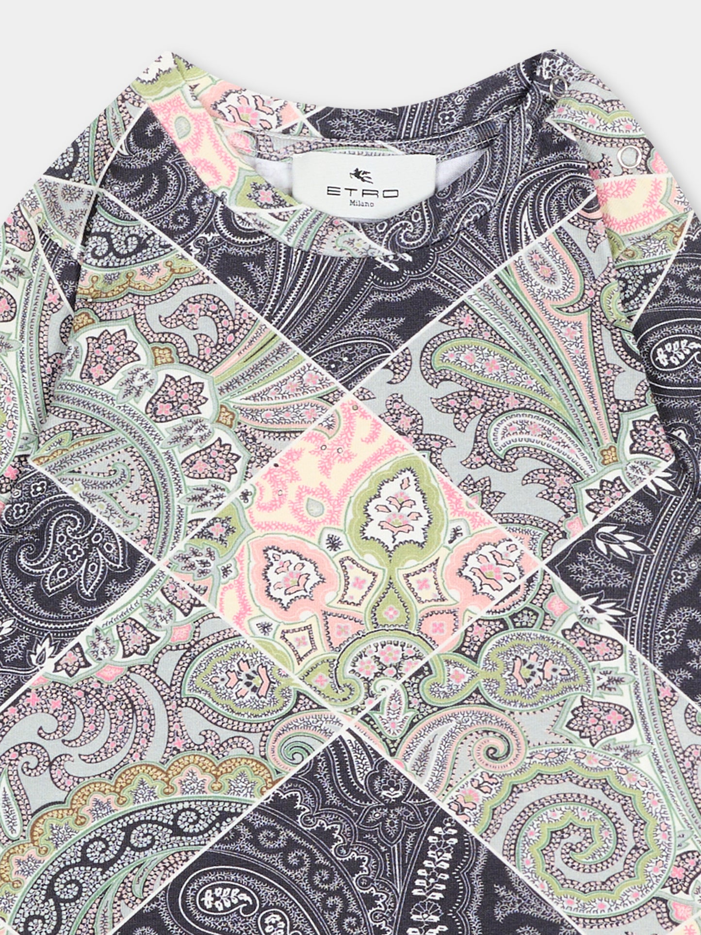 T-shirt multicolor per neonata con stampa paisley,Etro,GV8050 Z2417 621MC