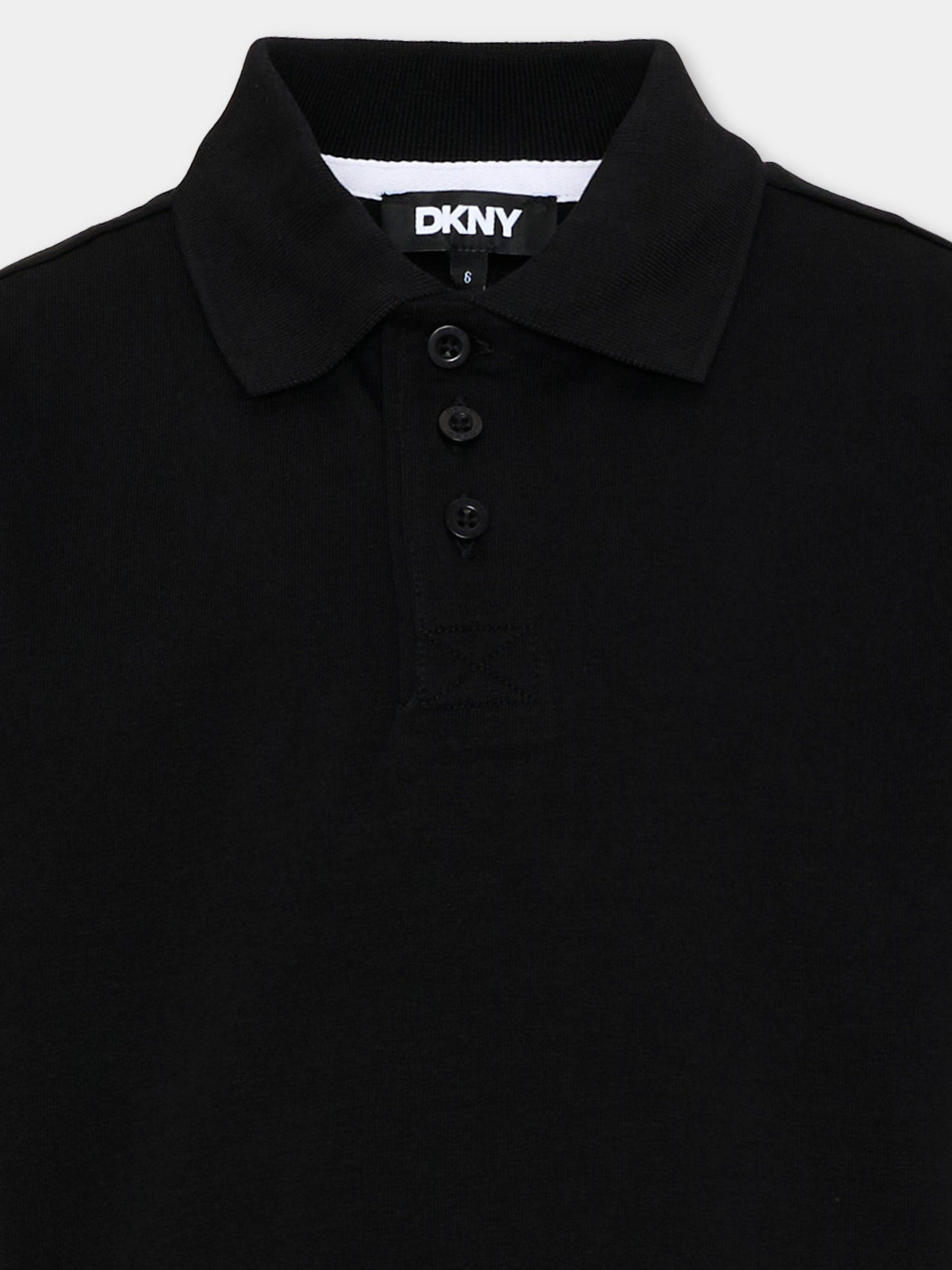 Polo nera per bambino con logo,Dkny,D62534 09B