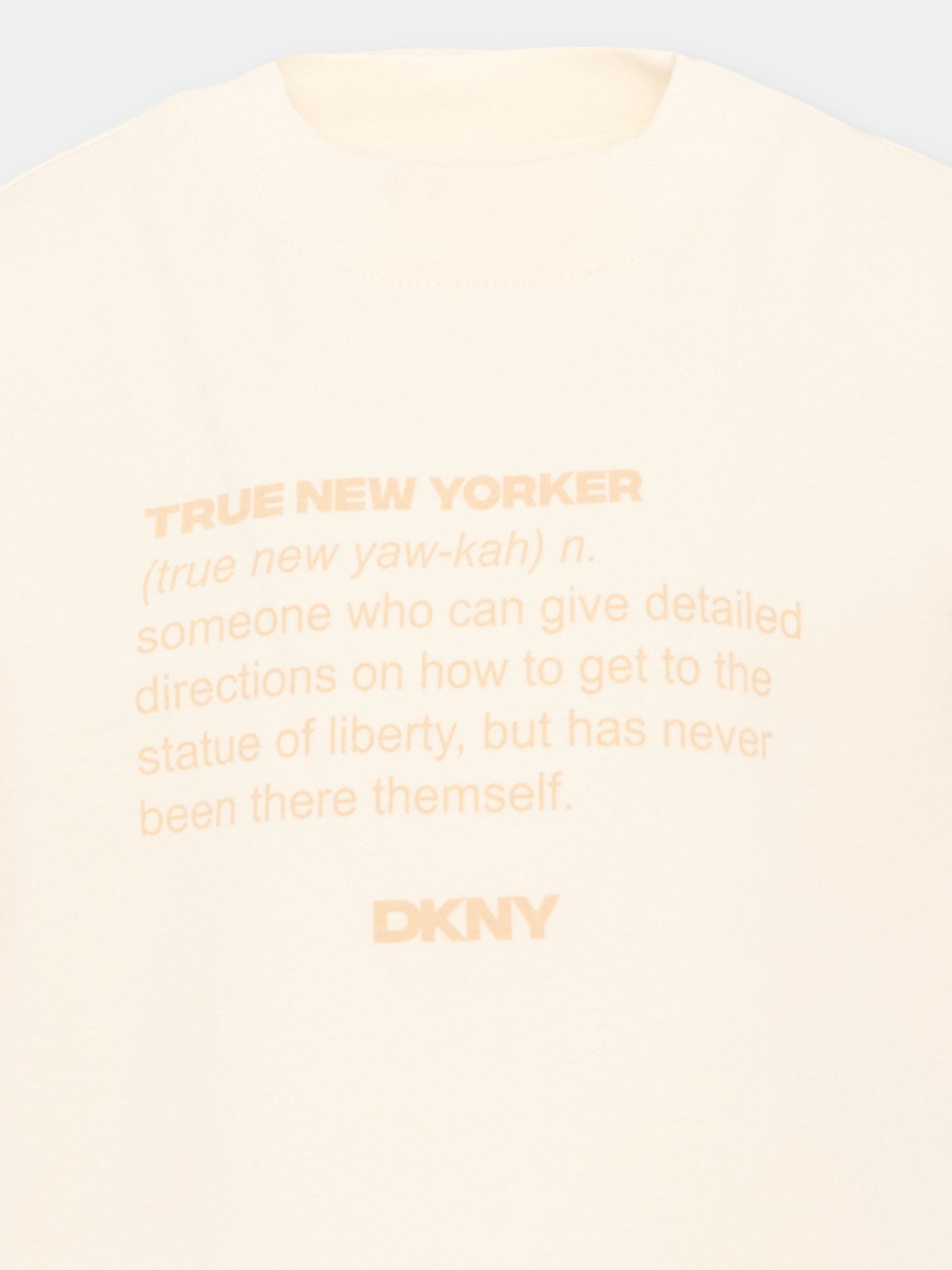 T-Shirt avorio per bambino con logo,Dkny,D62548 519