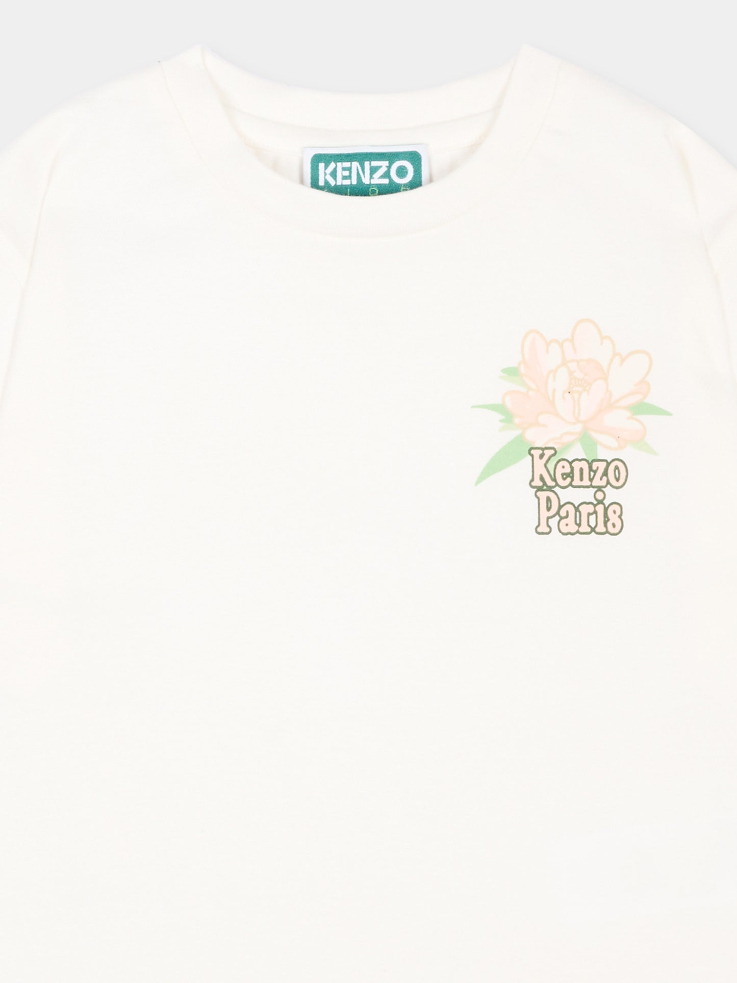T-shirt avorio per bambini con logo,Kenzo Kids,K61760 117