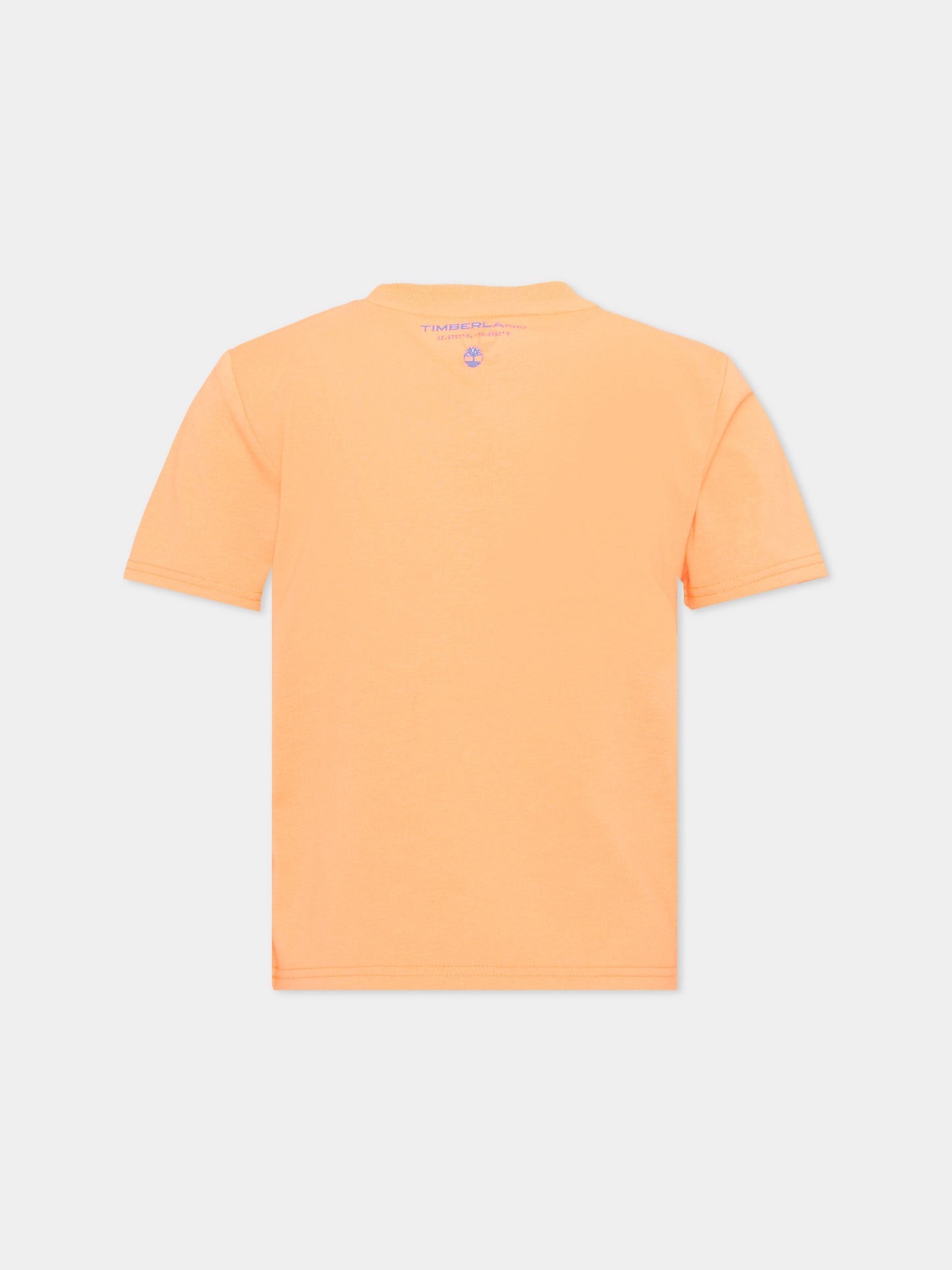 T-Shirt arancione per bambino con logo,Timberland,T60851 42Y